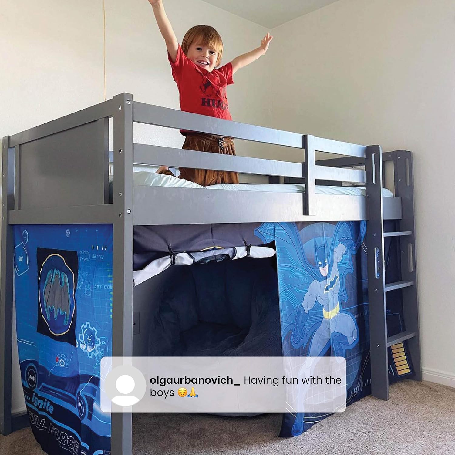 Delta Children Twin Loft Bed with Guardrail and Ladder (Coordinates with Loft Bed Tents Sold Separately), White