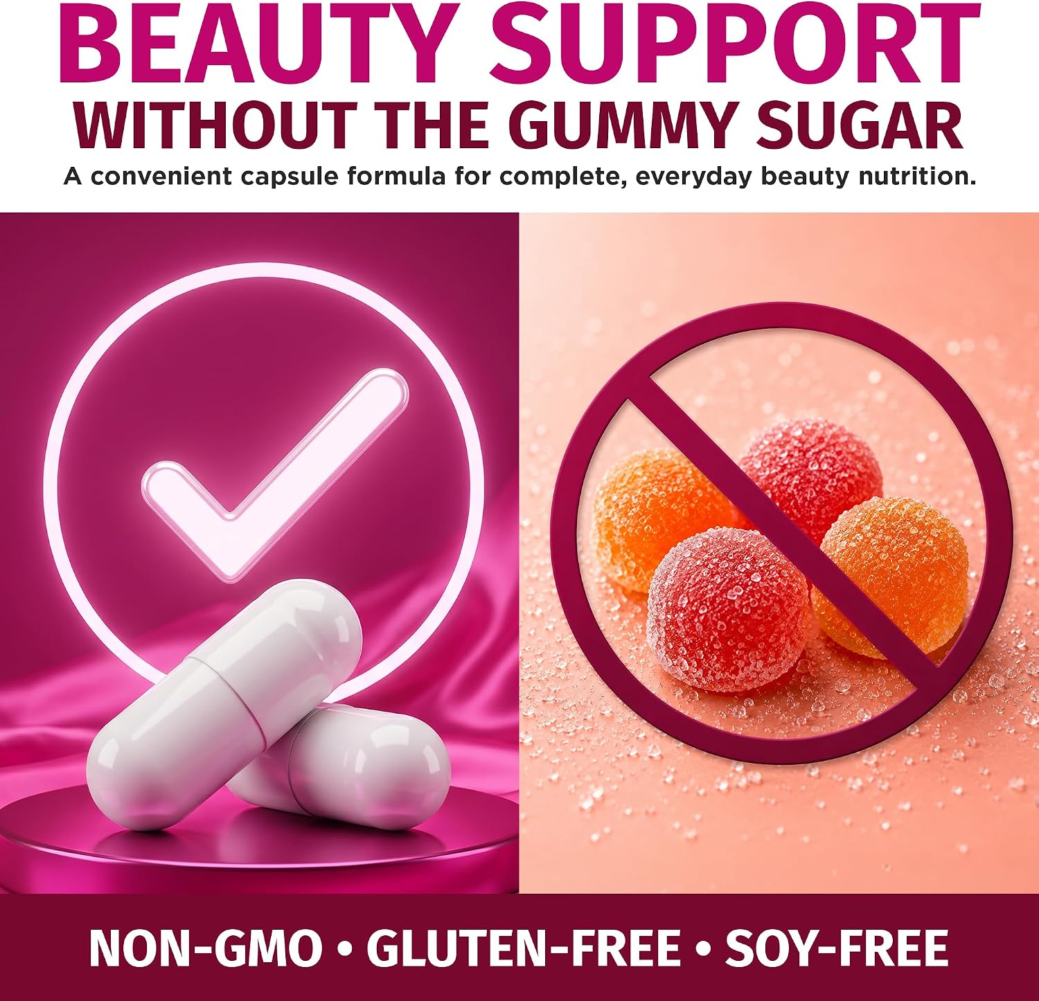 1 Body Hair Skin & Nails with Biotin, Vegan Vitamins, 60 Capsules | Look Good, Feel Confident. Supports healthy hair, skin, and nails as part of your daily beauty routine.*