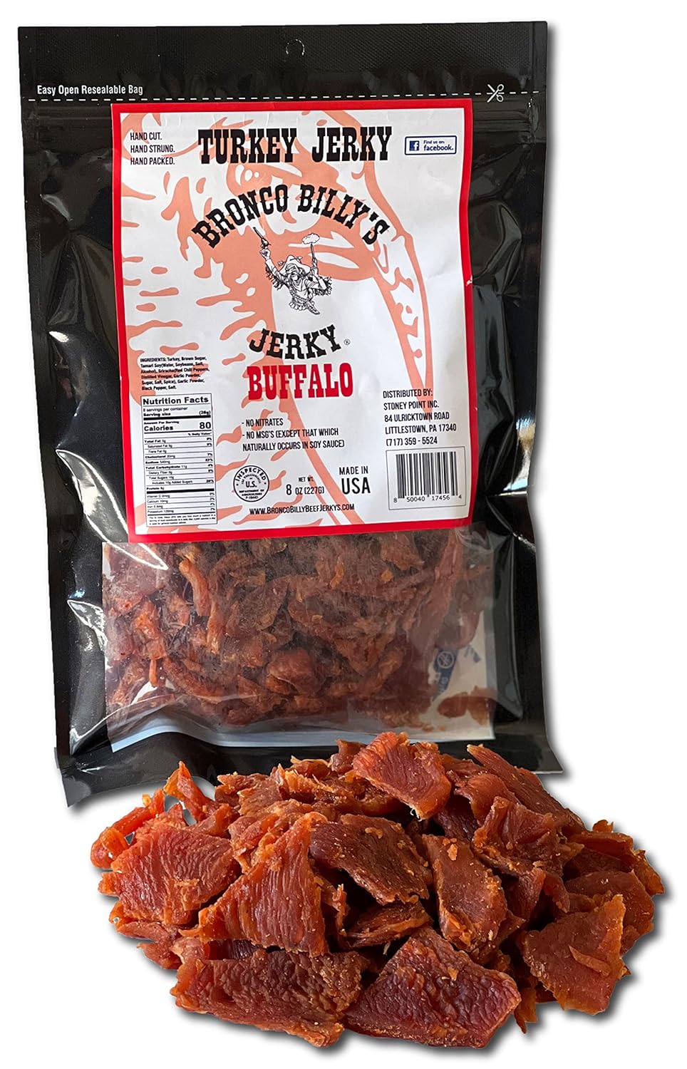 Bronco Billy's Beef Jerky Hickory Smoked Old Country Half Pound Resealable Bag
