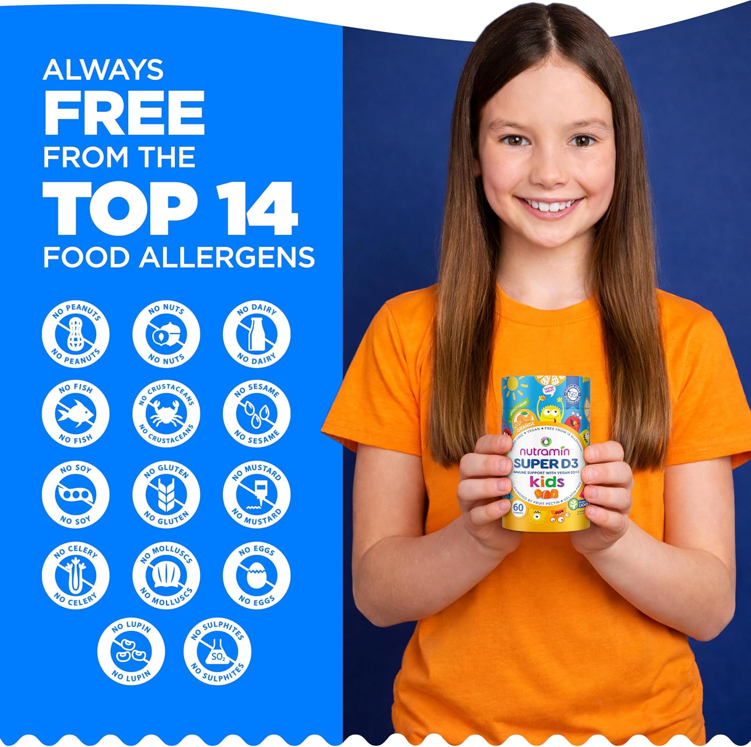 NUTRAMIN Sugar-Free Gummy Multivitamins for Kids, Allergen-Free, 90 Count