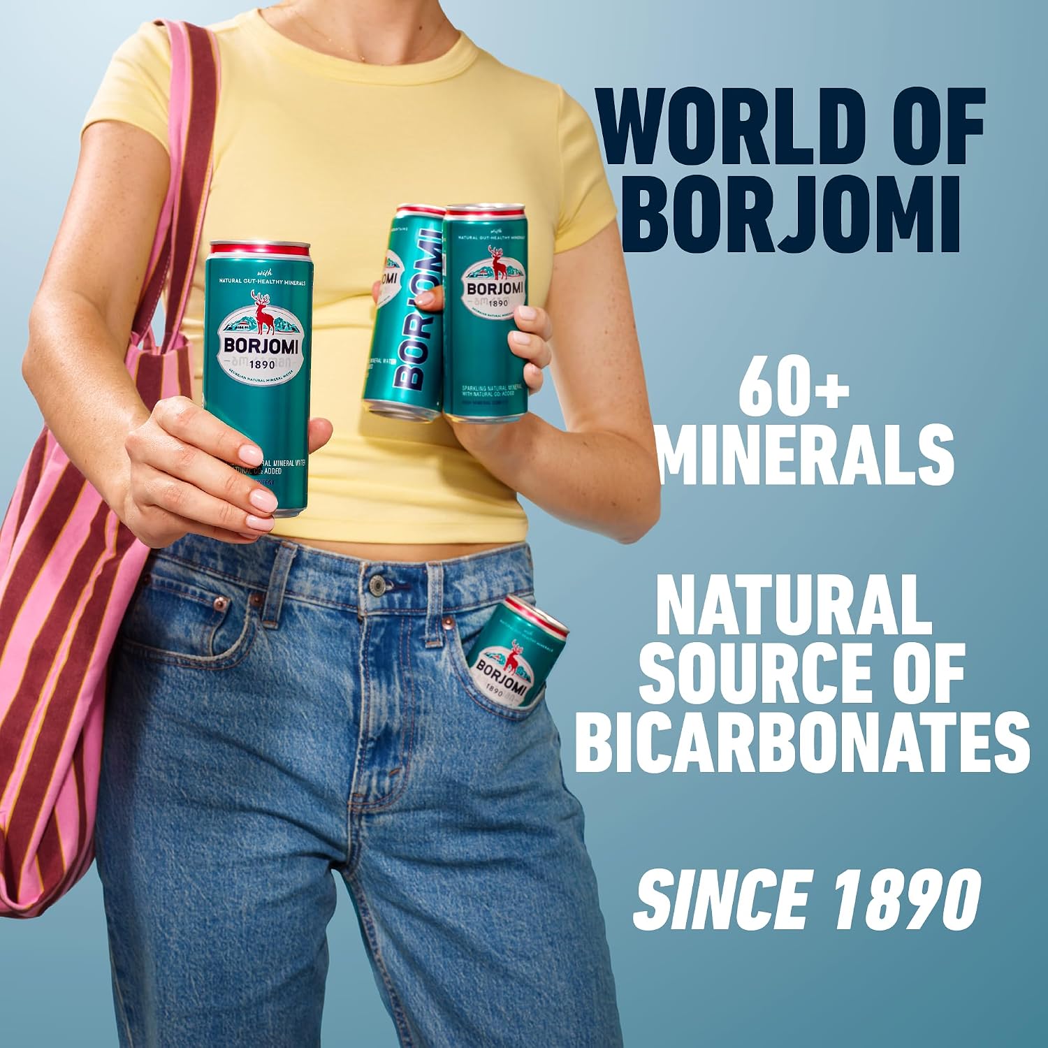 BORJOMI Sparkling Mineral Water with Natural Minerals - Crisp and Bold Taste - PET Bottles - 25.3 oz, Bottled Water 6 Pack