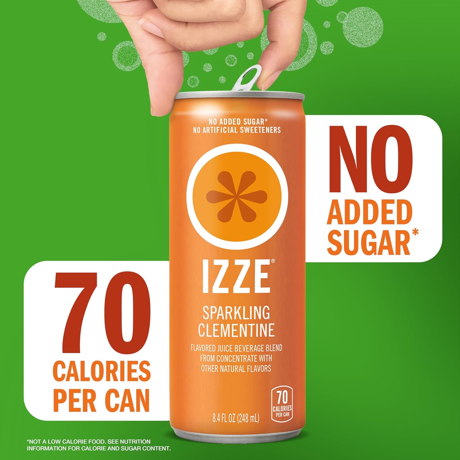 IZZE Sparkling Water Juice Beverage Blend, Pineapple, No Sugar Added, 8.4 FL OZ, 24 Cans