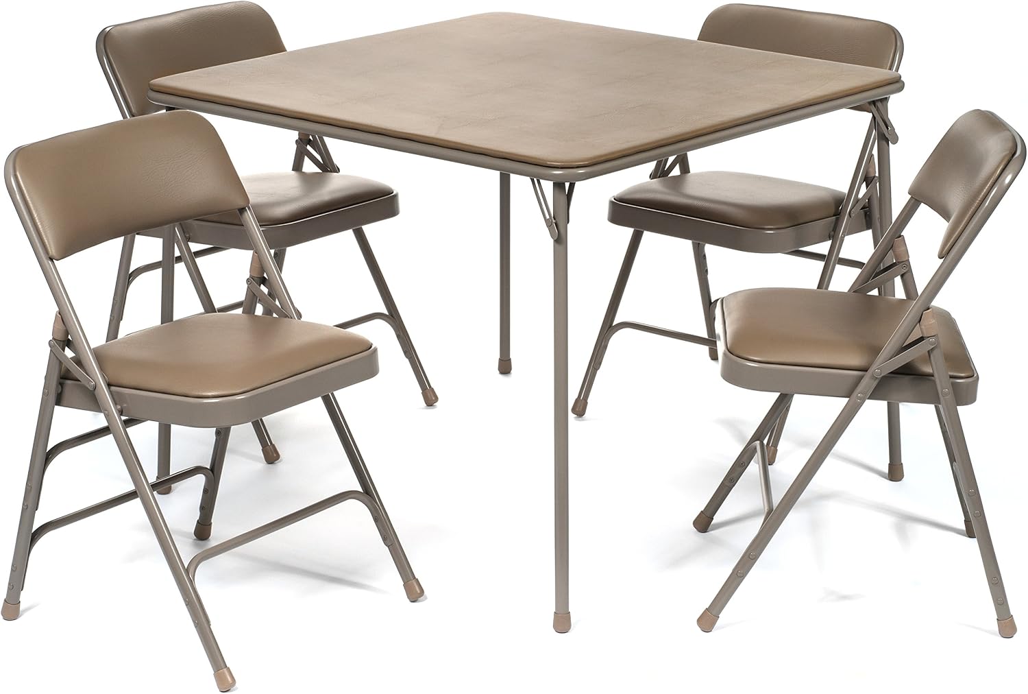 Vinyl Folding Card Table and Chair Set (5pc) - Comfortable Padded Upholstery for Easy Cleaning - Fold Away Design, Quick Storage and Portability, Premium Quality (Grey)