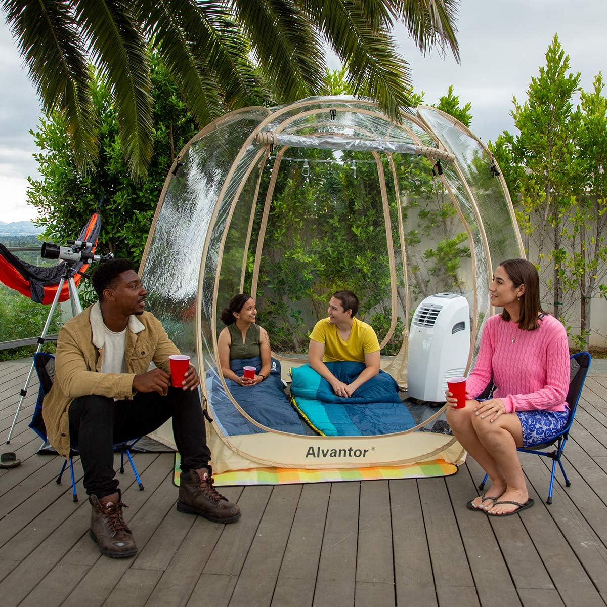 Alvantor® Pop Up Bubble Tent® - 6’ x 6’ Instant Igloo Tent® - 2-3 Person Screen House for Patios - Large Oversize Weather Proof Pod - Cold