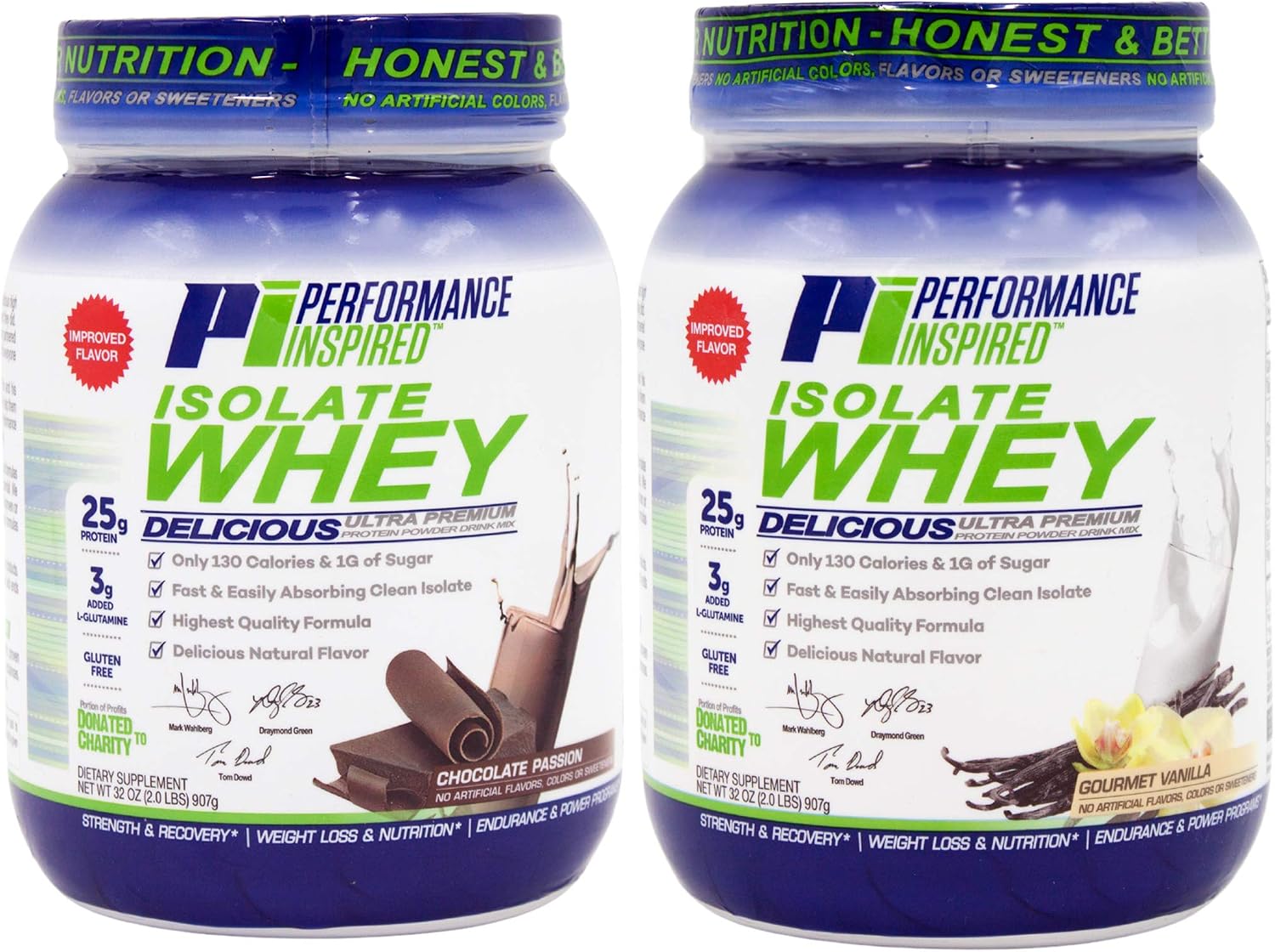 PERFORMANCE INSPIRED Isolate Whey Protein Powder – Vanilla – 25G – 2lb | All Natural - Fast Absorbing - Added L-Glutamine - Contains BCAAs
