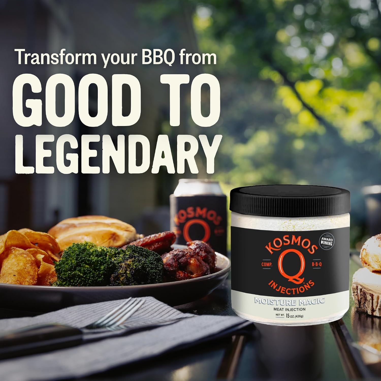 Kosmos Q Reserve Blend Brisket Injection, Premium Beef BBQ Marinade for Tender & Juicy Brisket, Phosphate-Enhanced for Moisture Retention, Competition-Grade Seasoning, Gluten Free, 16 Oz Jar