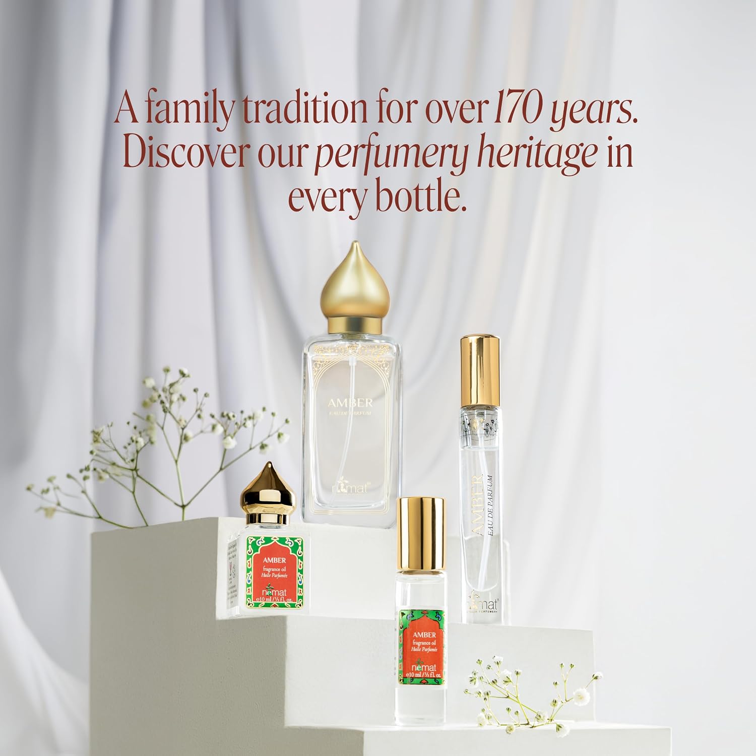 Nemat Amber Eau de Parfum Spray, 50 ml | Eau de Parfum, Long Lasting, Fine Mist Spray, Unisex, 50 ml Bottle