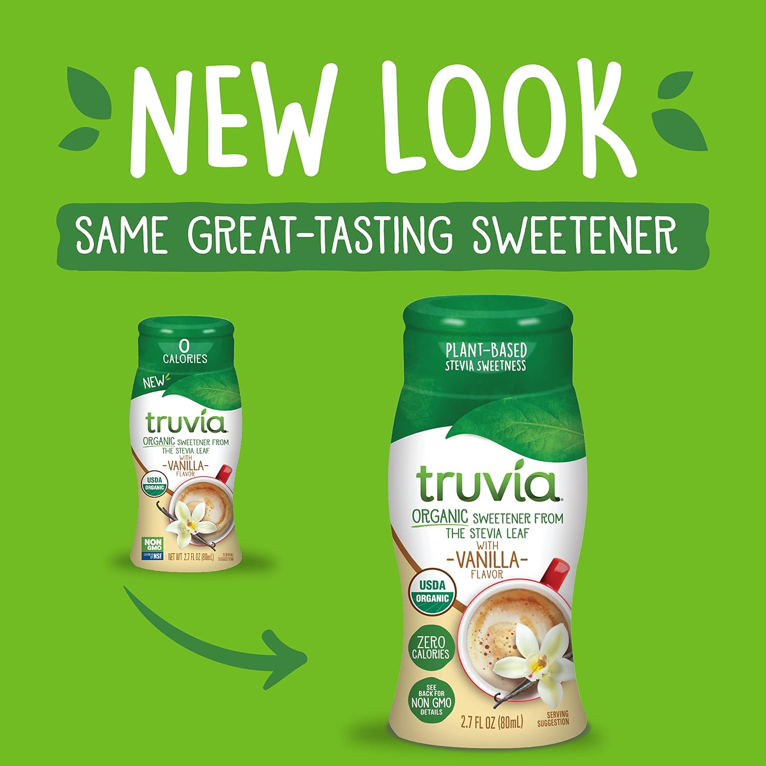 Truvia Organic Zero-Calorie Liquid Stevia Sweetener, 2.7 fluid ounce bottle, Vanilla flavor