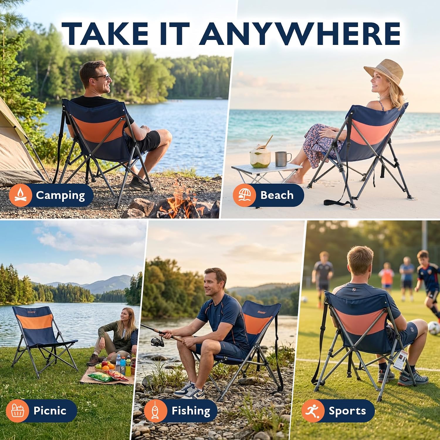 Alvantor® Camping Chair, Full Mesh Folding Beach Chair Breathable High Back Portable Lawn Chair for Outdoor, Armrest, Cup Holder, Easy Use Seat for Travel, Fishing, Pinic, Sports Event, 24"x31"x38"