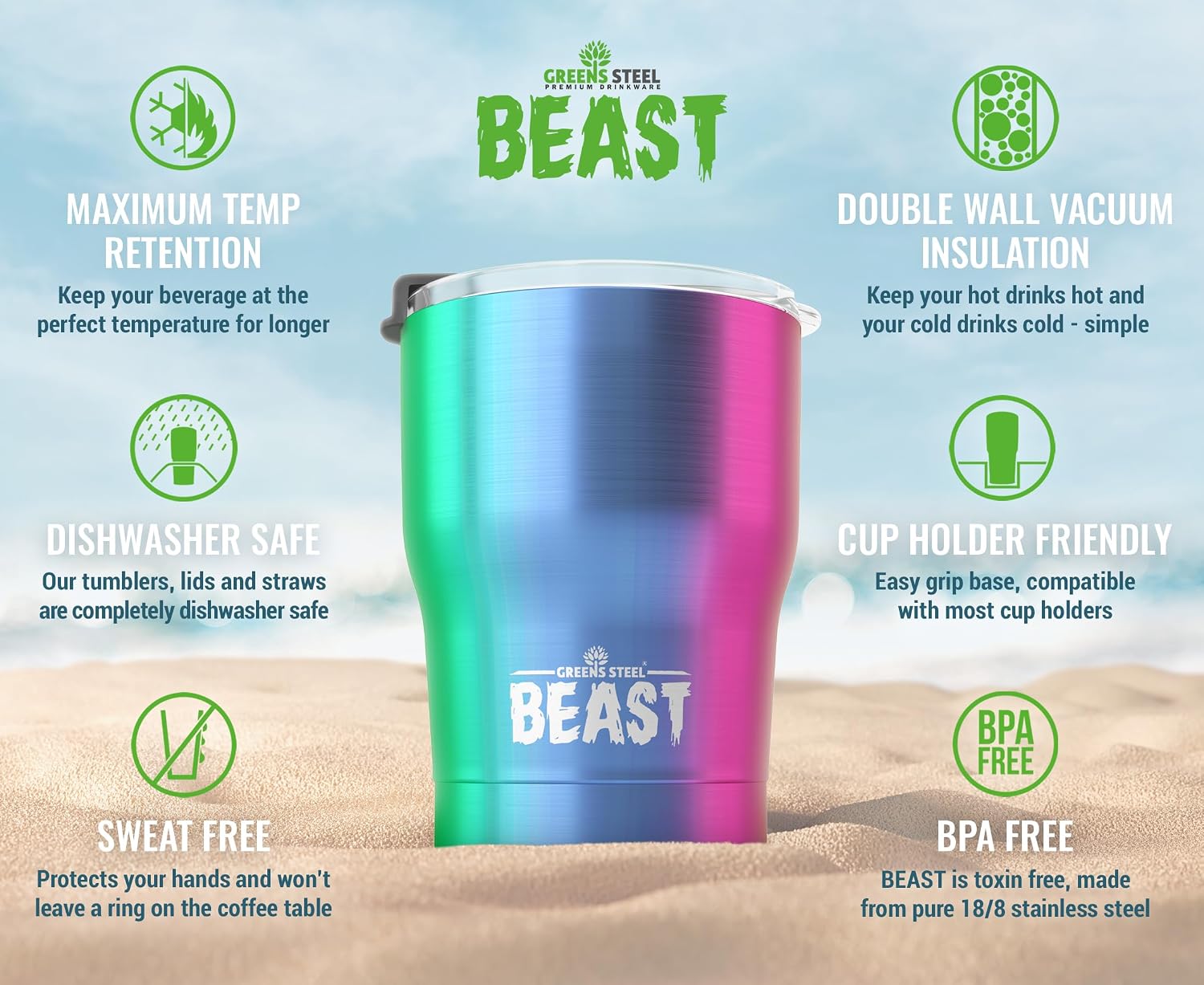 Beast 30 oz Tumbler Stainless Steel Vacuum Insulated Coffee Ice Cup Double Wall Travel Flask (Cupcake Pink)