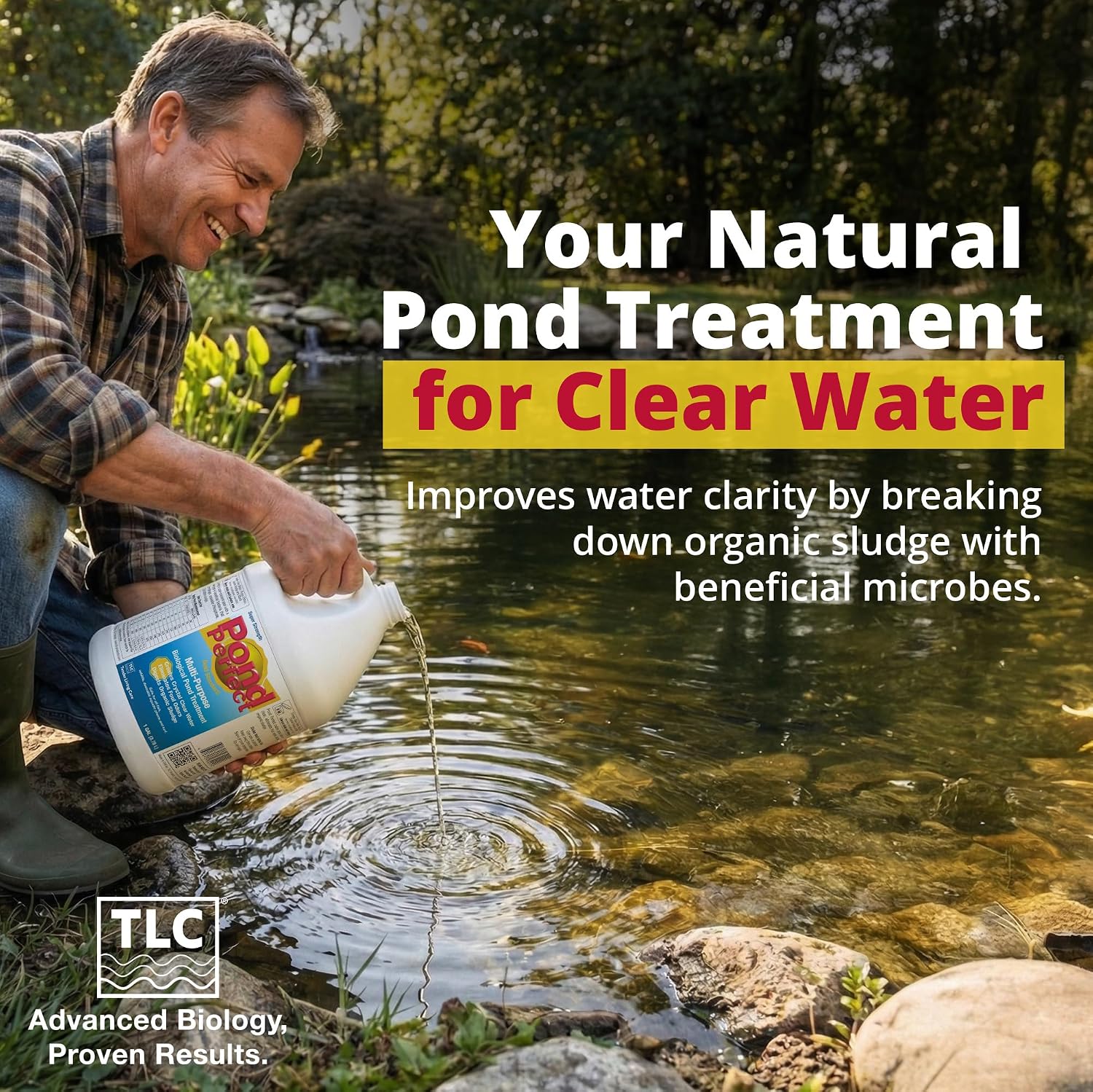 PondPerfect Pond Bacteria - Natural Treatment for Ponds - Safe for Fish | Liquid Formula for Pond Maintenance – Pond Cleaner for outdoor Ponds - Safe for Fish - 32 oz (946 ml) for up to 25000 gal