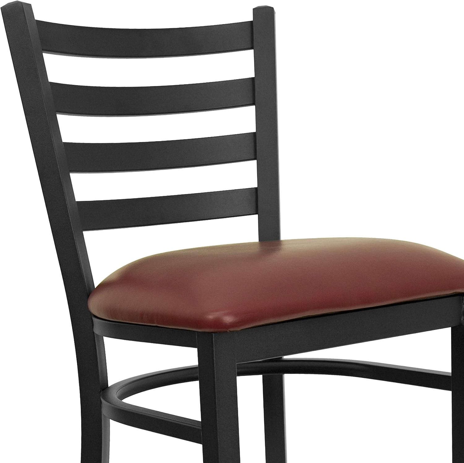 Flash Furniture Hercules Series Ladder Back Metal Restaurant Barstool, Modern Upholstered Armless Bar Height Chair for Restaurants and Kitchens, Black | Vinyl Upholstery, Durable Construction, Commercial Use