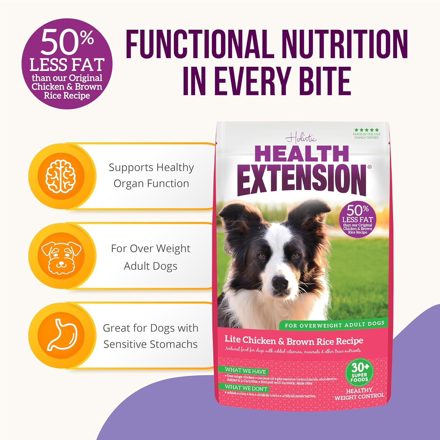 Health Extension Lamb & Brown Rice Dry Dog Food, Protein Packed Formula with Probiotics & Superfoods for Digestion & Coat Health (30 lb)