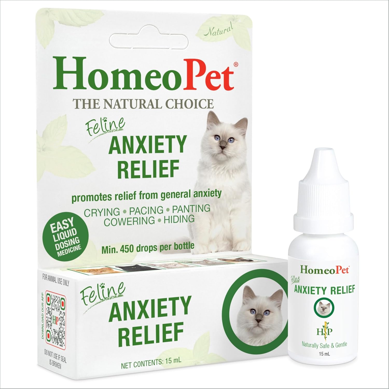 HomeoPet Feline Anxiety Relief, Supplement for Cats, 15 Milliliters | Natural pet stress and anxiety support for cats