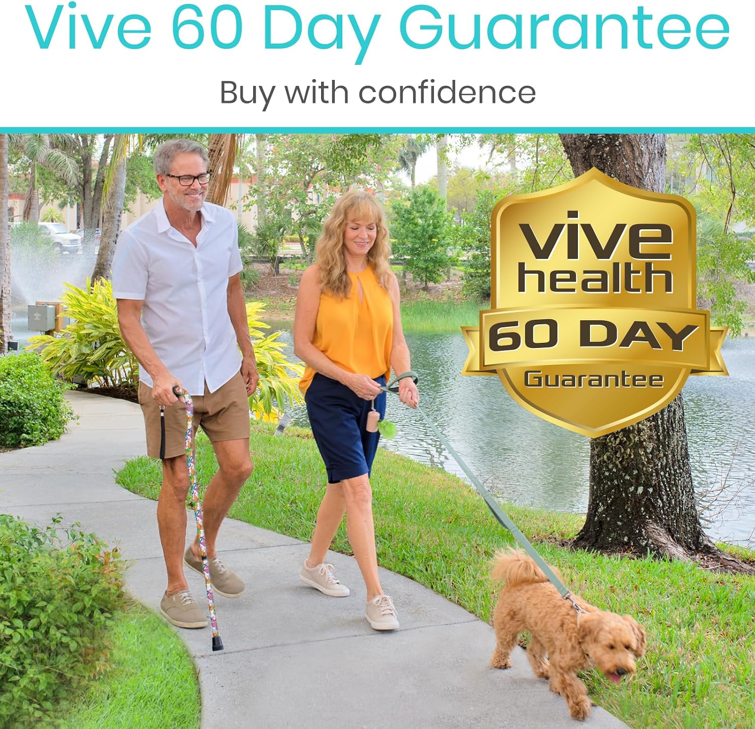 Vive Walking Cane for Women, Men, Elderly - Patented Offset Grip - Lightweight Adjustable Walking Aid with a Non-Slip Tip - Sturdy Balancing Mobility Aid for Seniors