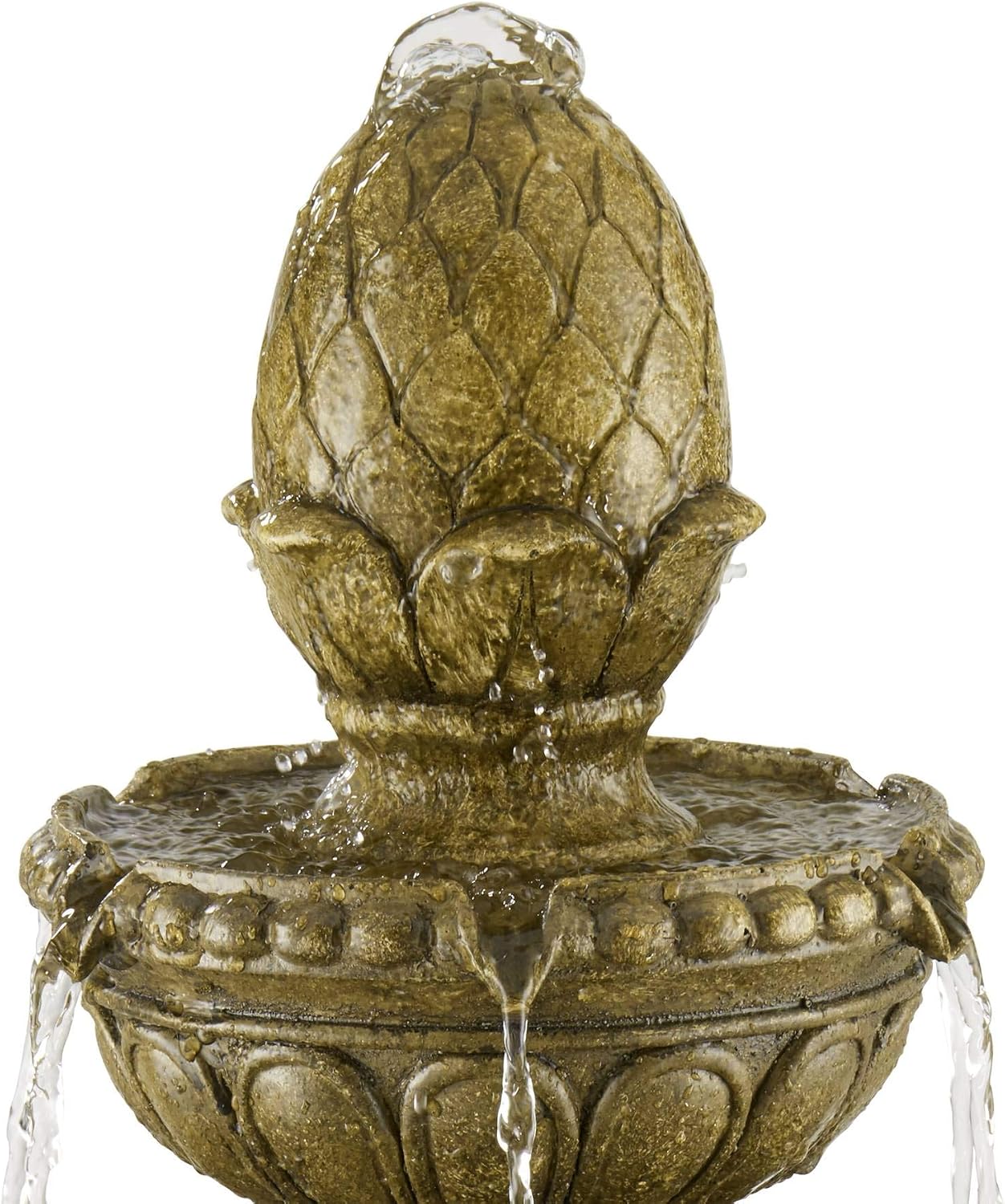 Sag Harbor 66" High Stone 4-Tier LED Outdoor Floor Large Fountain | Italian Decor Sand with Light Waterfall Standing Basin Water Feature for Outside