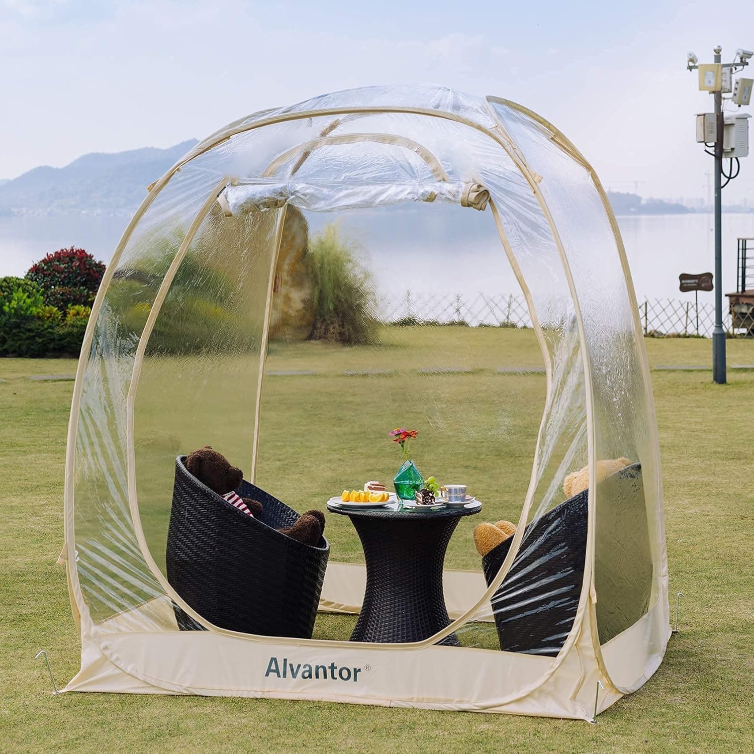 Alvantor® Pop Up Bubble Tent® - 6’ x 6’ Instant Igloo Tent® - 2-3 Person Screen House for Patios - Large Oversize Weather Proof Pod - Cold