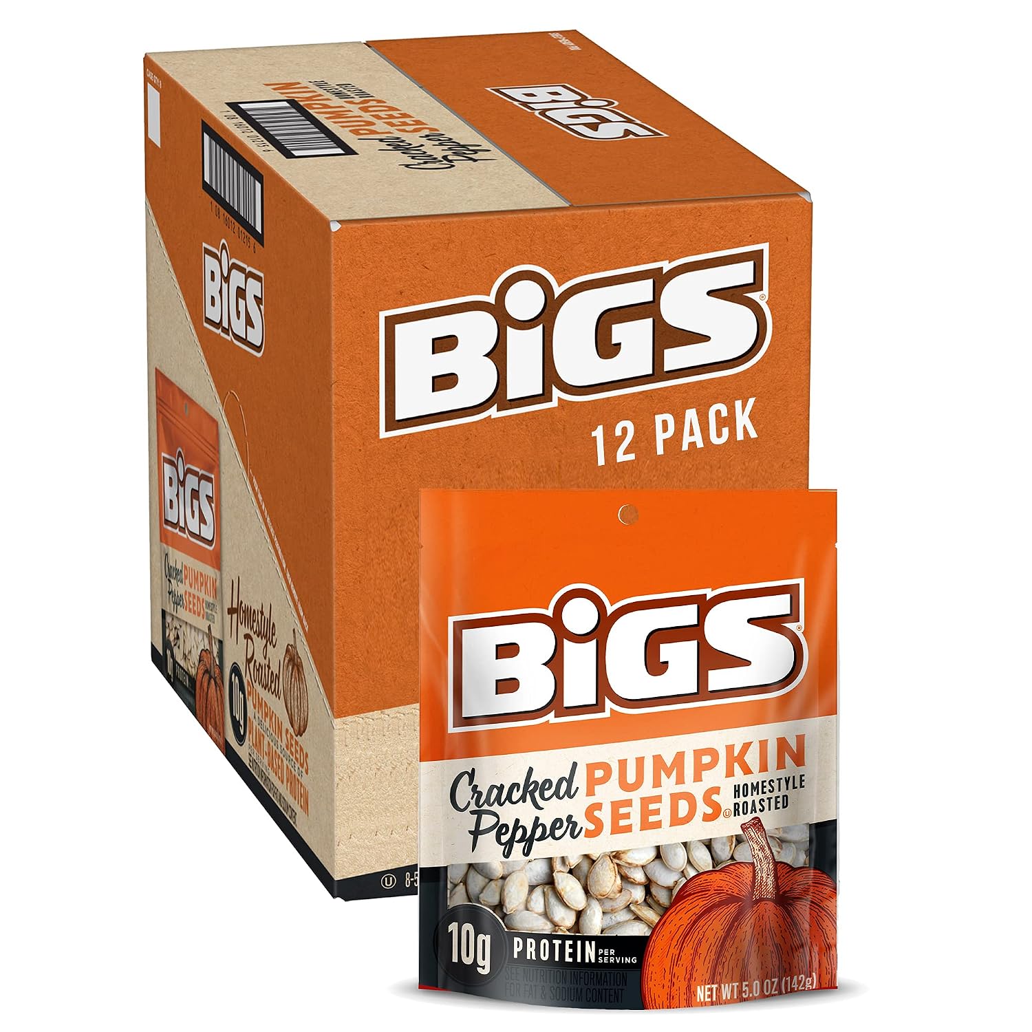 BIGS Pumpkin Seeds, Simply Salted Homestyle Flavor, 5 oz. (Pack of 12)