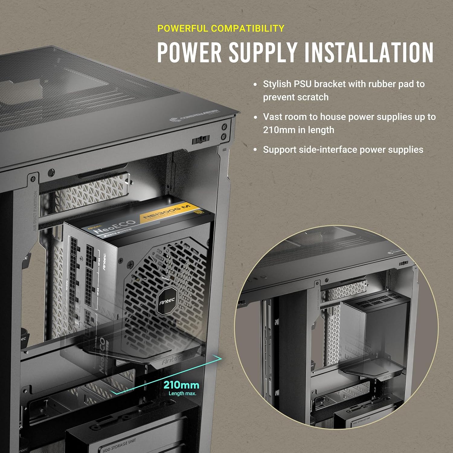 Antec C8 Wood, Fans not Included, Wooden Front Panel, Dual-Chamber Layout, Type-C, 360mm Radiator Support, Seamless TG Front & Side Panels, RTX 40 Compatible, Full-Tower E-ATX PC Case
