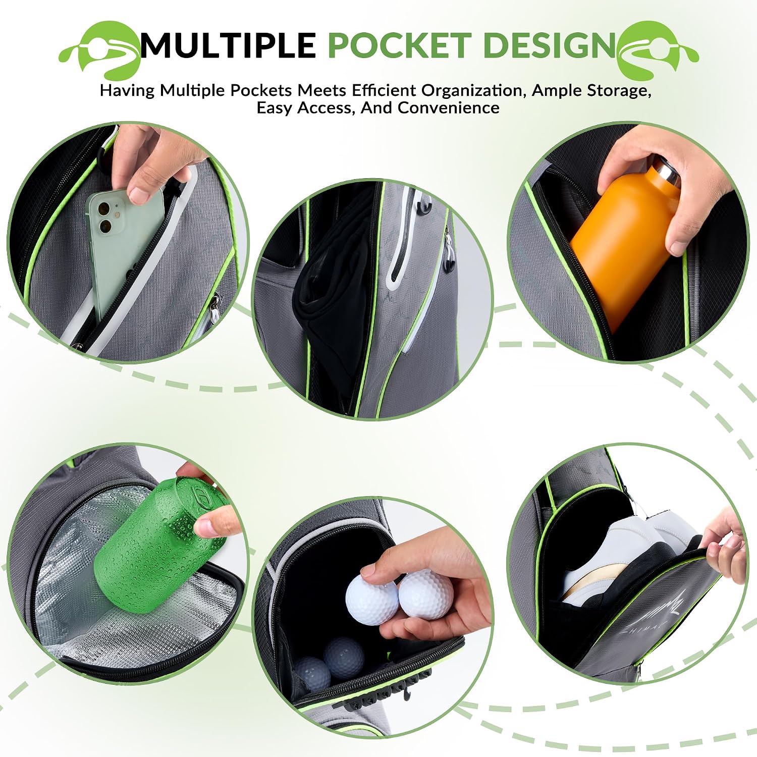 14-Way Golf Cart Bag, Full-Length Divider, Large Storage | Handles,Rain Cover,Multiple Pockets