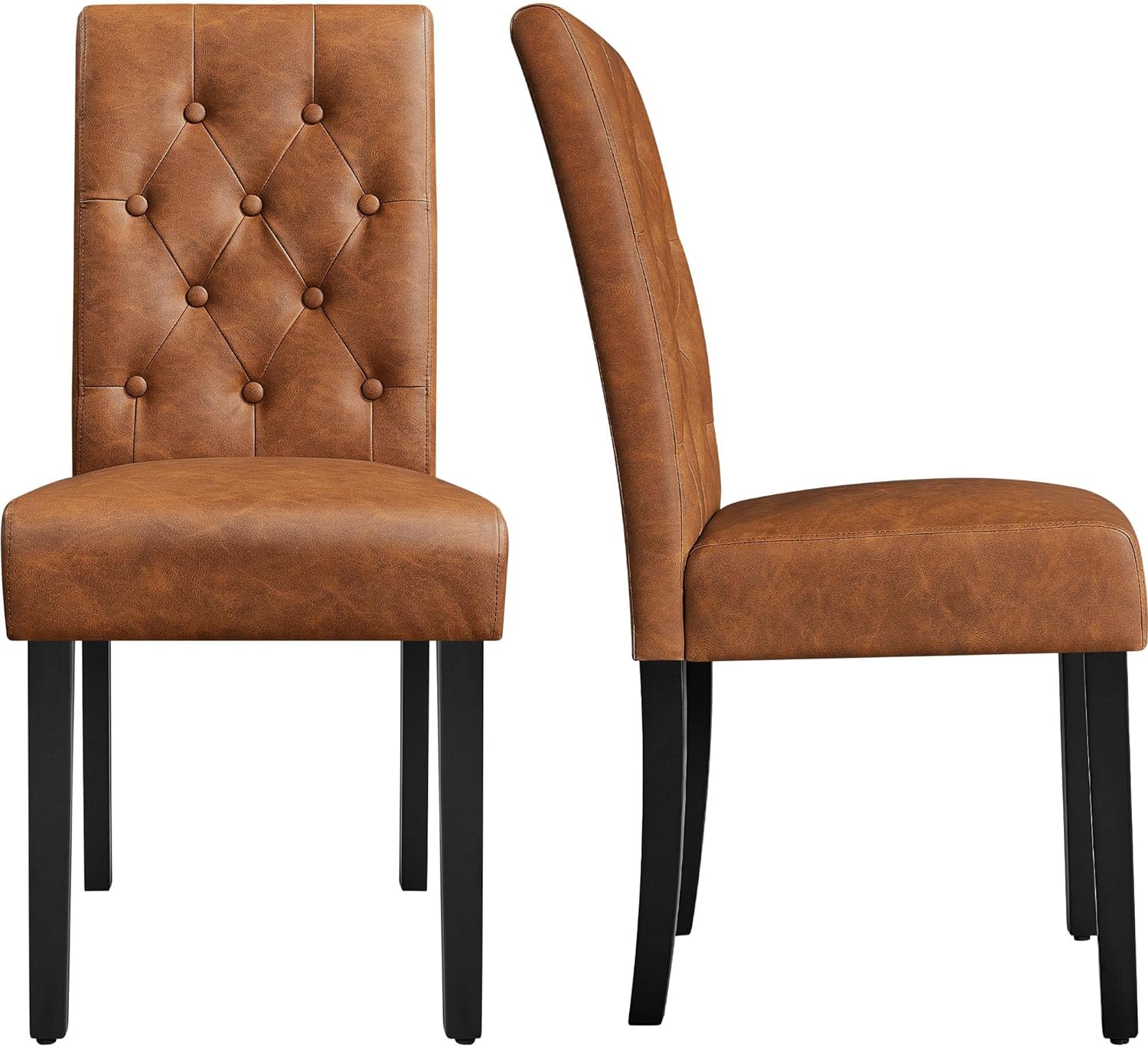 Yaheetech Dining Chairs Set of 2 Button Tufted Kitchen Chairs Brown
