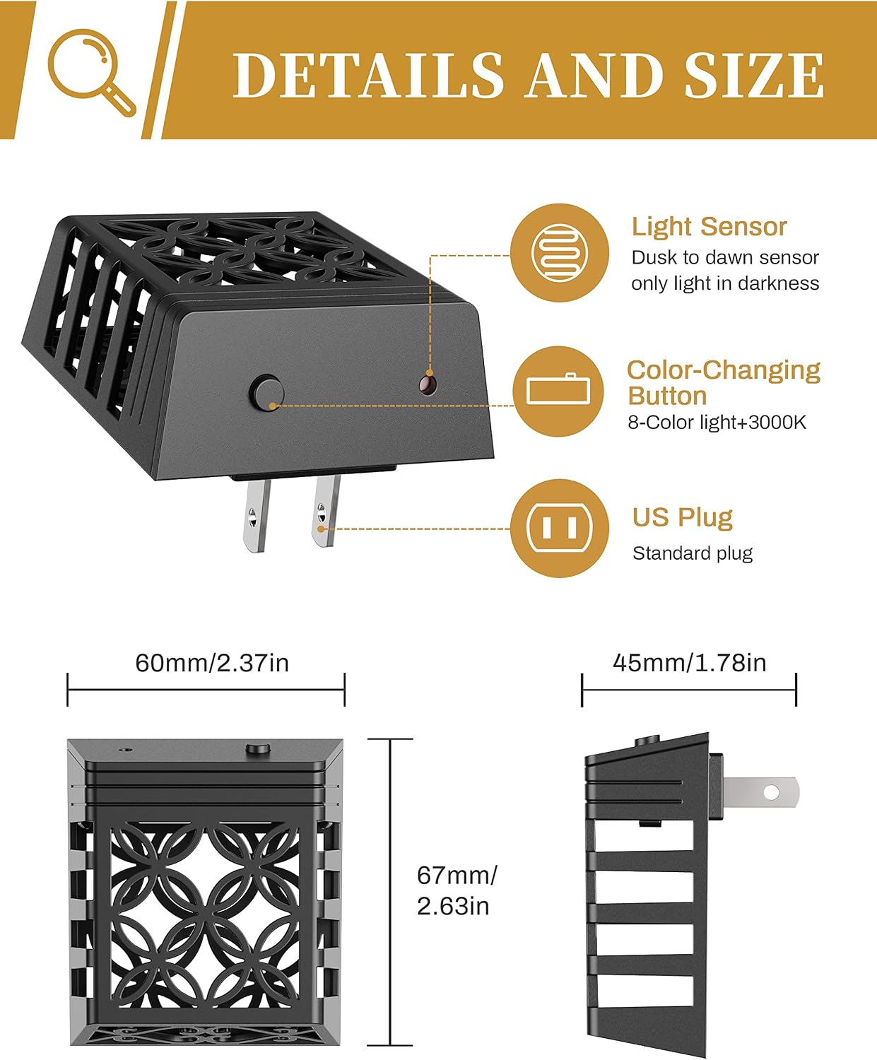 DORESshop Nights Lights Plug Into Wall, Plug in Night-Light, 3000K