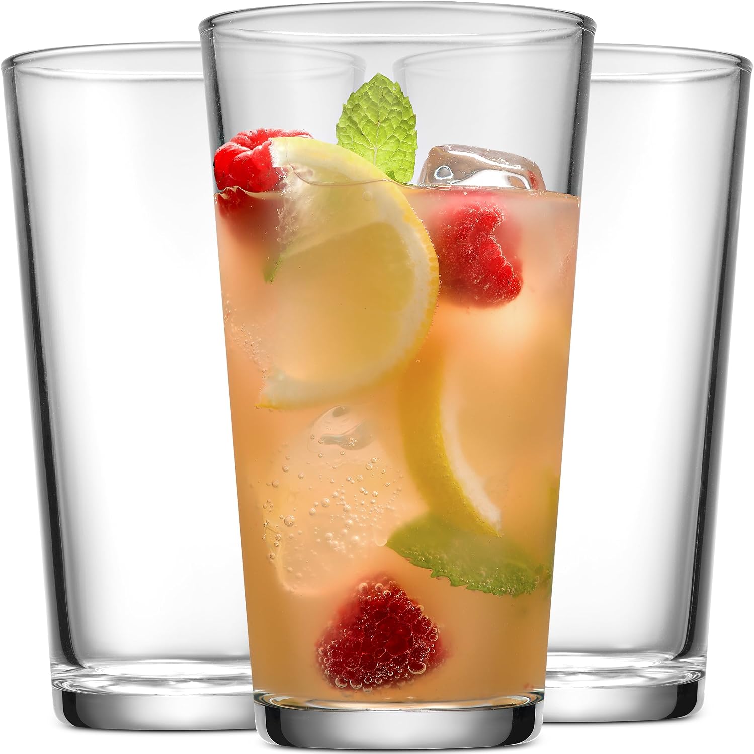 Home Essentials Drinking Glass Set - 10 Highball Glass Cups, 16 Oz. Basic Water Glasses, Beer, Juice, Cocktails, Wine, Iced Tea