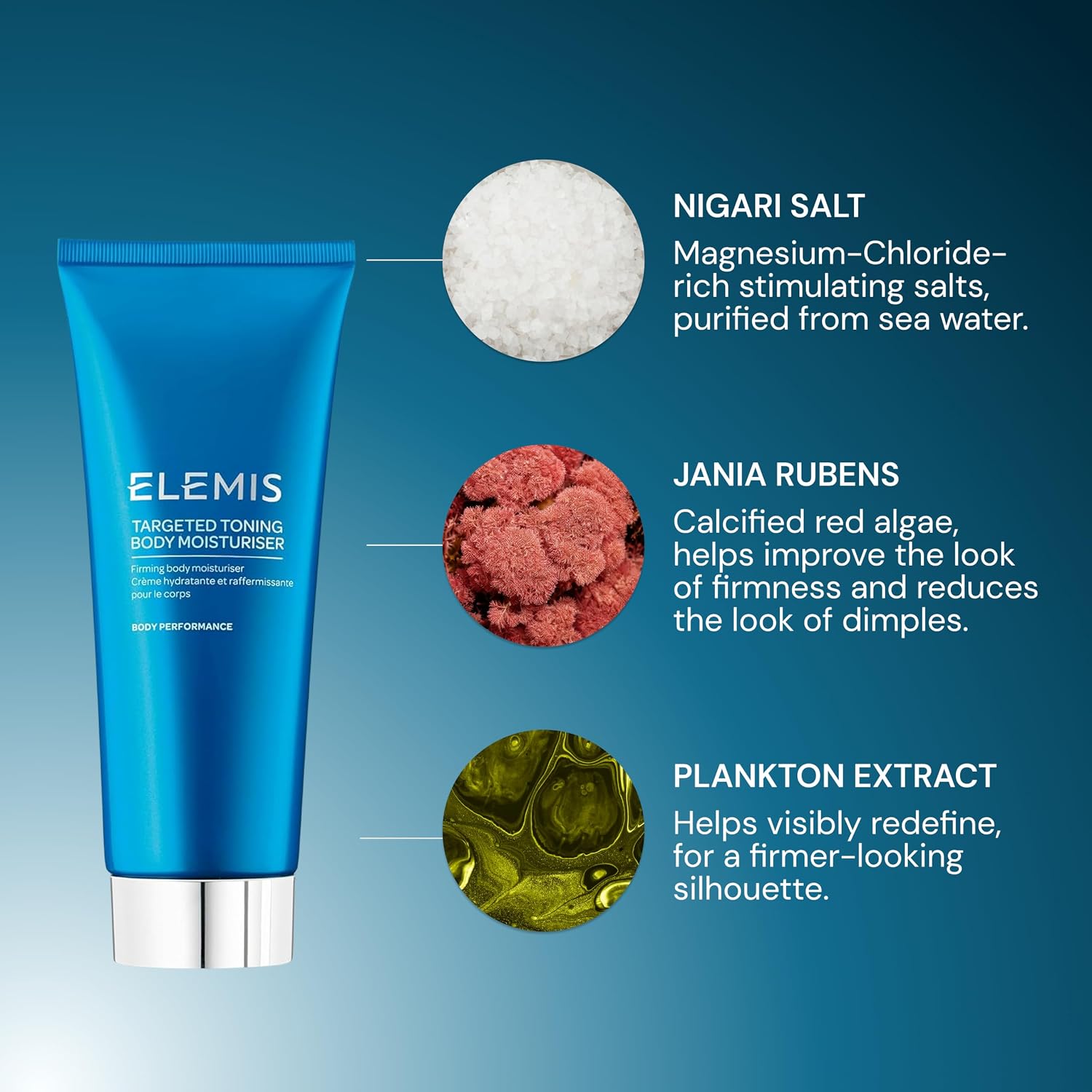 ELEMIS Targeted Toning Body Moisturiser | Targeted toning body moisturising lotion to reduce the look of cellulite when combined with daily massage.