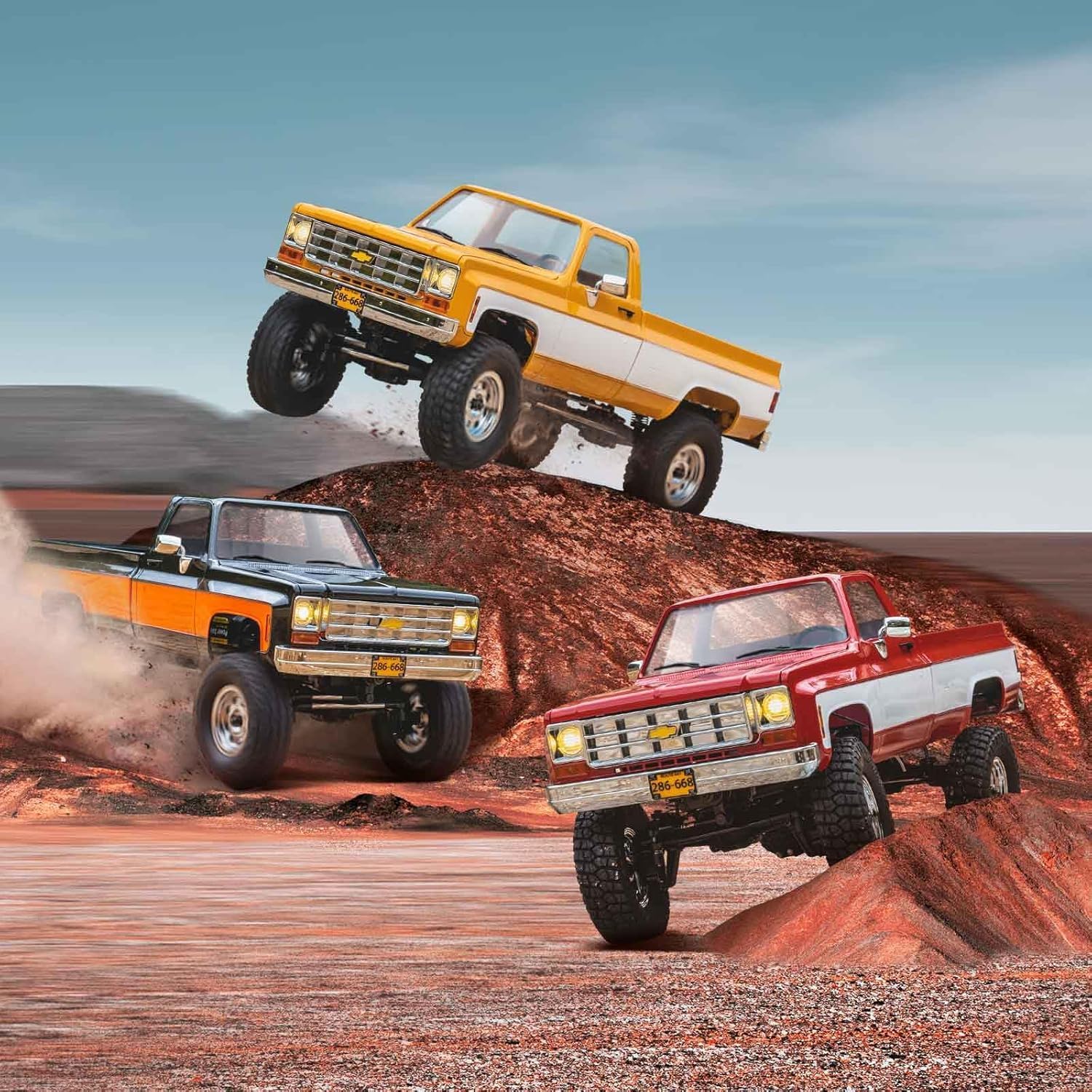 FMS 1/18 FCX18S Chevy K10 S RC Crawler RTR with License Red, RC Pickup Truck 4x4 Chevy Hobby Grade 2-Speed Transmission Monster Truck for Adults with Led Light (red)