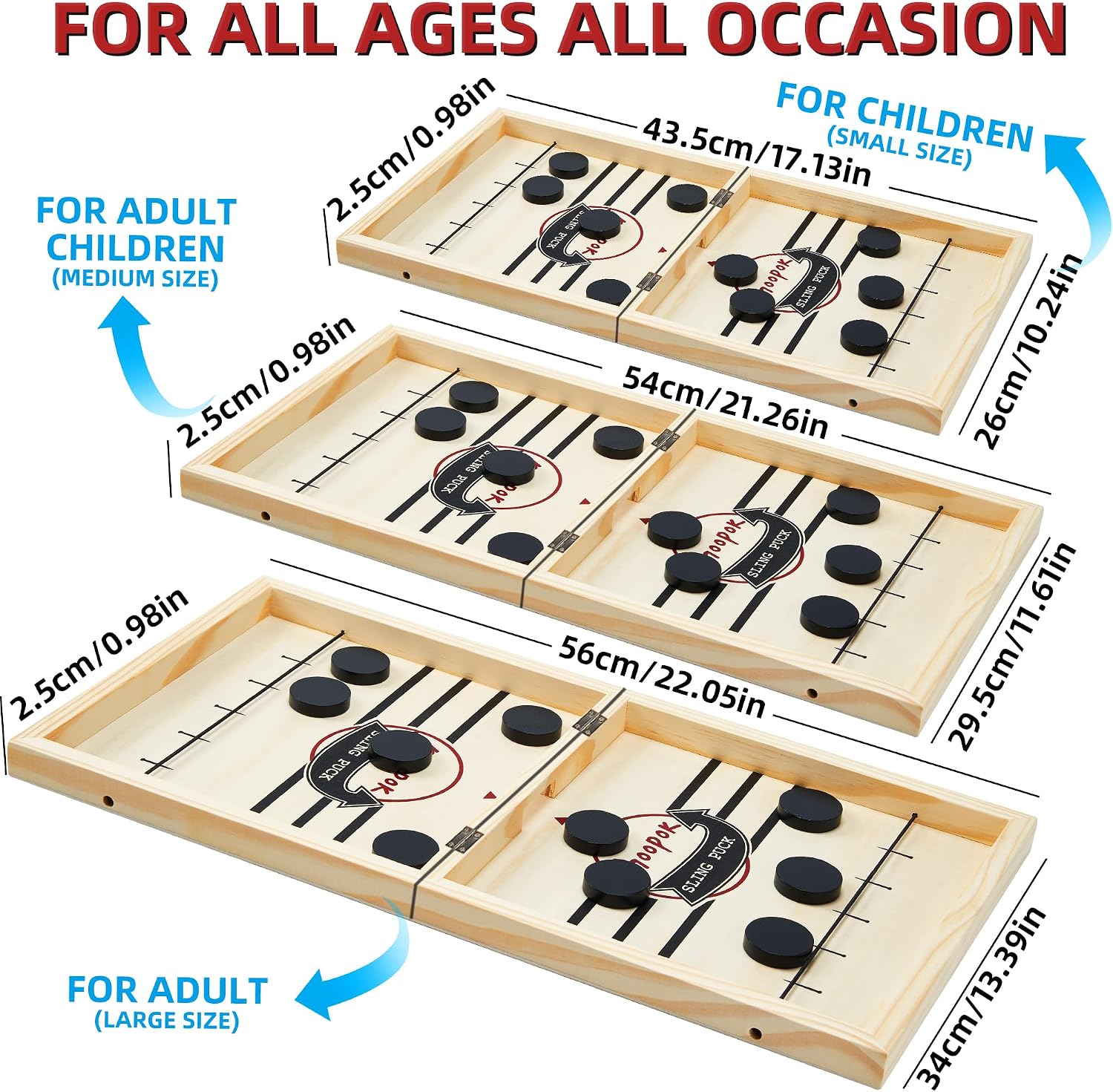 moopok Fast Sling Puck Game - Fast Action Super Foosball Table Desktop Battle Slingshot Wooden Air Hockey Board Game -Guaranteed Fun for Family Game