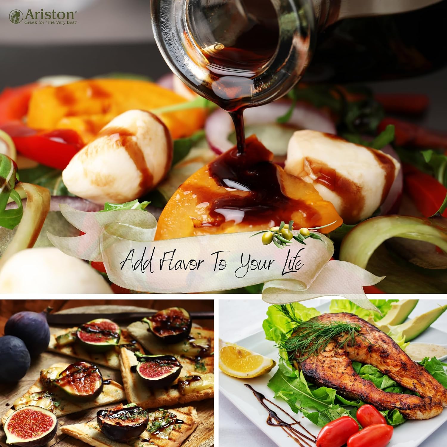 Ariston Aged Balsamic Vinegar of Modena, Traditional Flavored, 16.9 Fl Oz | Organic Gourmet Italian Vinegar, Oak Barrel Aged, Perfect for Salads, Pasta & Finishing Dishes, No Added Sugar, Vegan