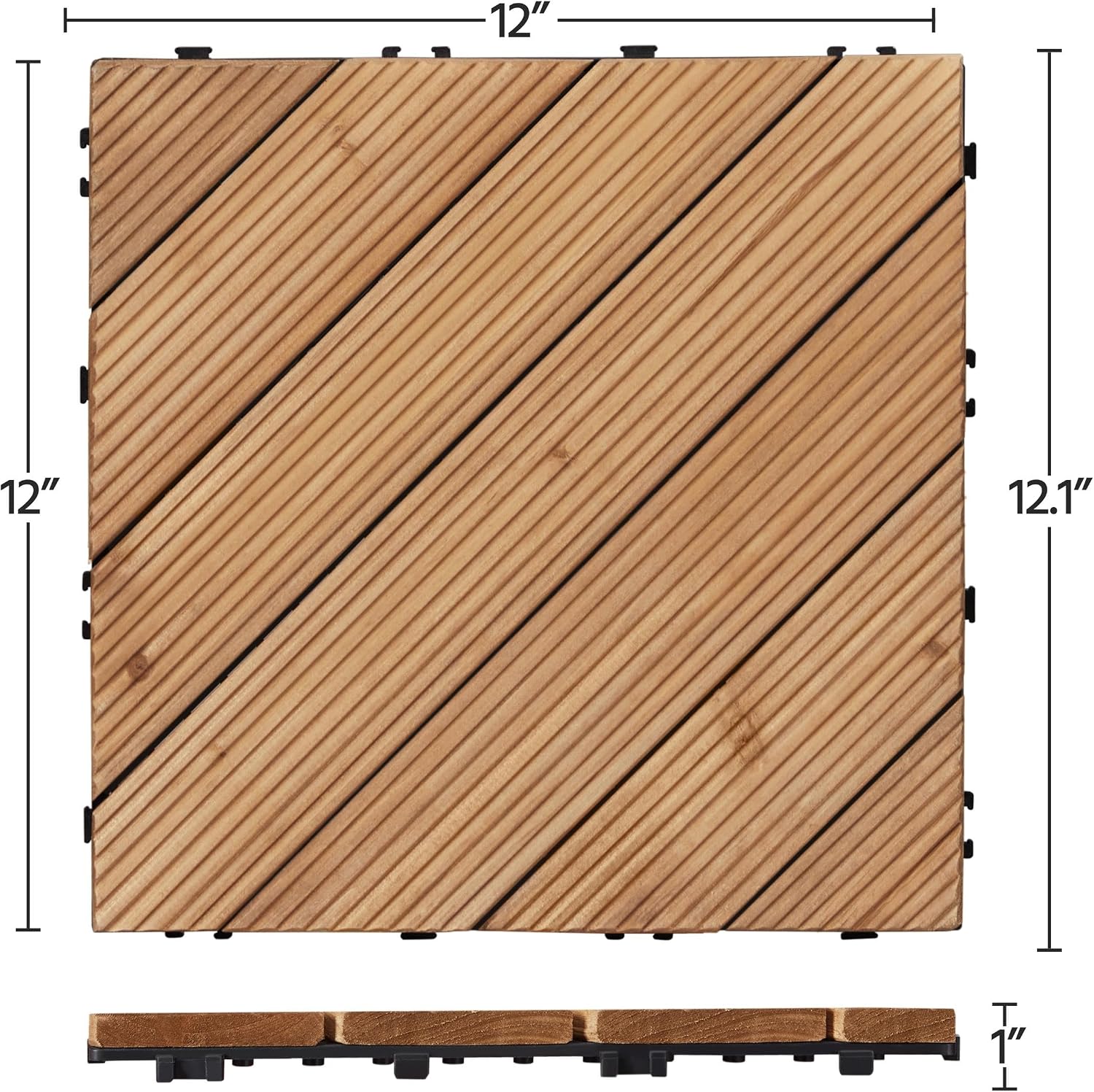 Topeakmart 27PCS Interlocking Deck Tiles 12x12 Patio Flooring, Brown