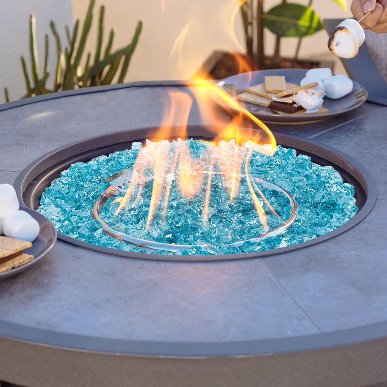 Onlyfire 10 lbs Fire Glass Rocks for Gas Propane Fire Pit and Fireplace