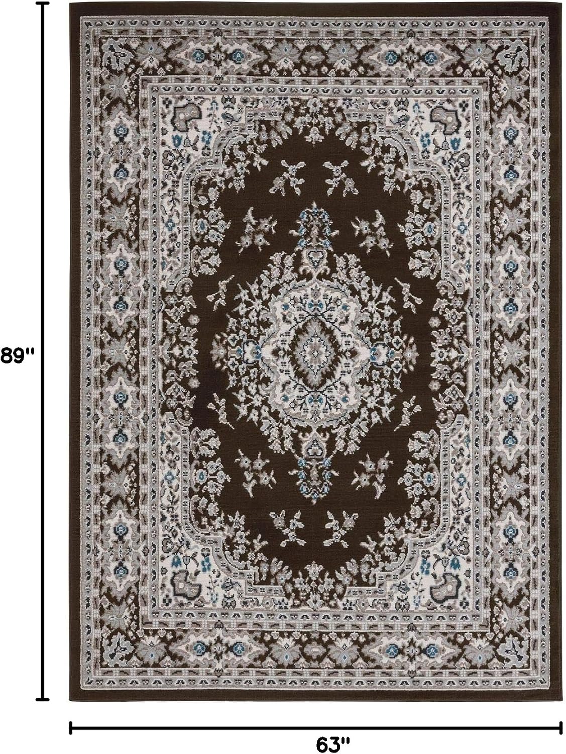 Home Dynamix Premium Sakarya Traditional Medallion Border Area Rug, Ivory/Brown, 7'9"x10'8" Rectangle