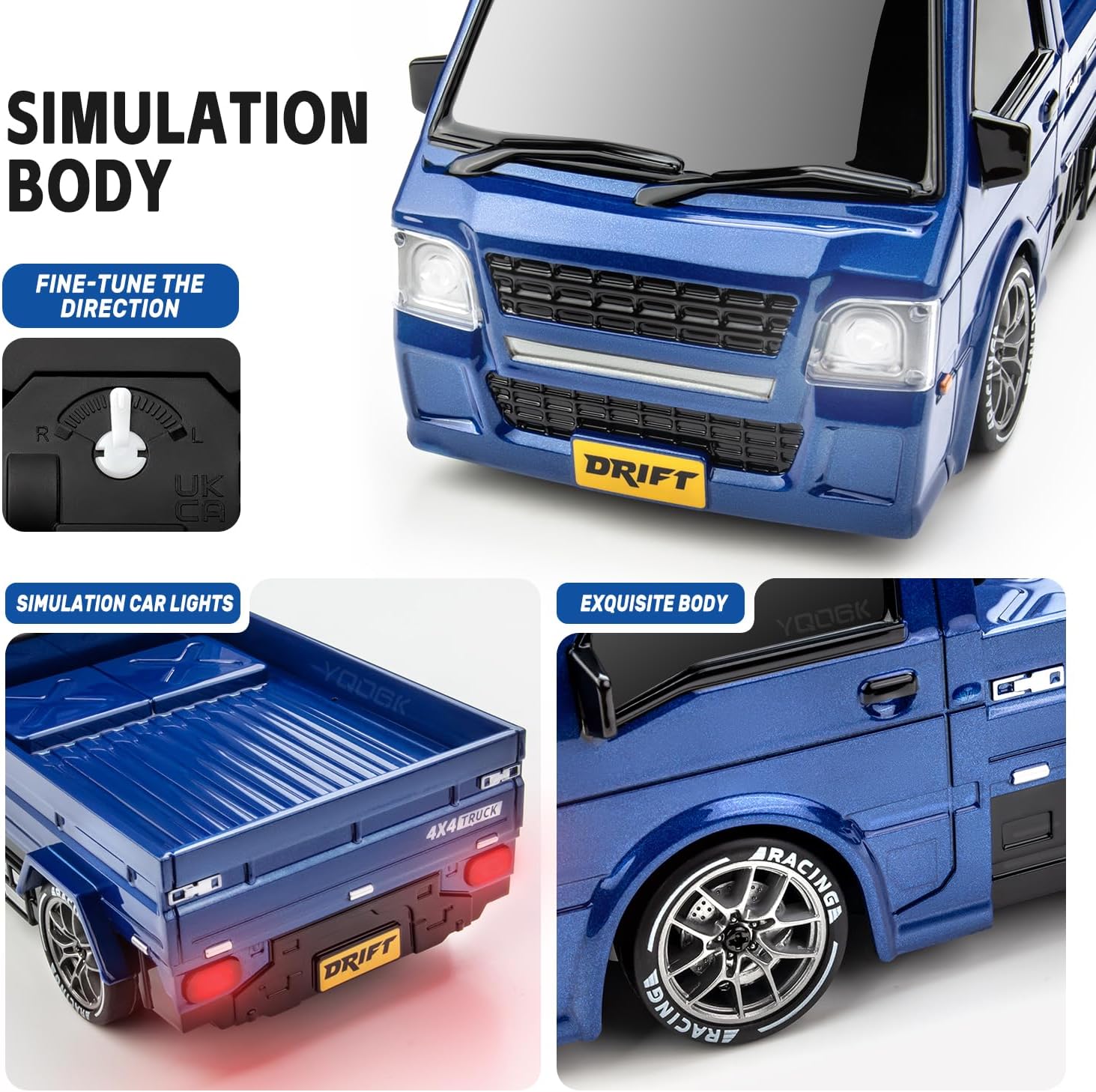1/24 4WD RC Drift Car, 2.4GHz 20KM/H High Speed Remote Control Racing Car with Drifting Tires, Gift for Kids Adults