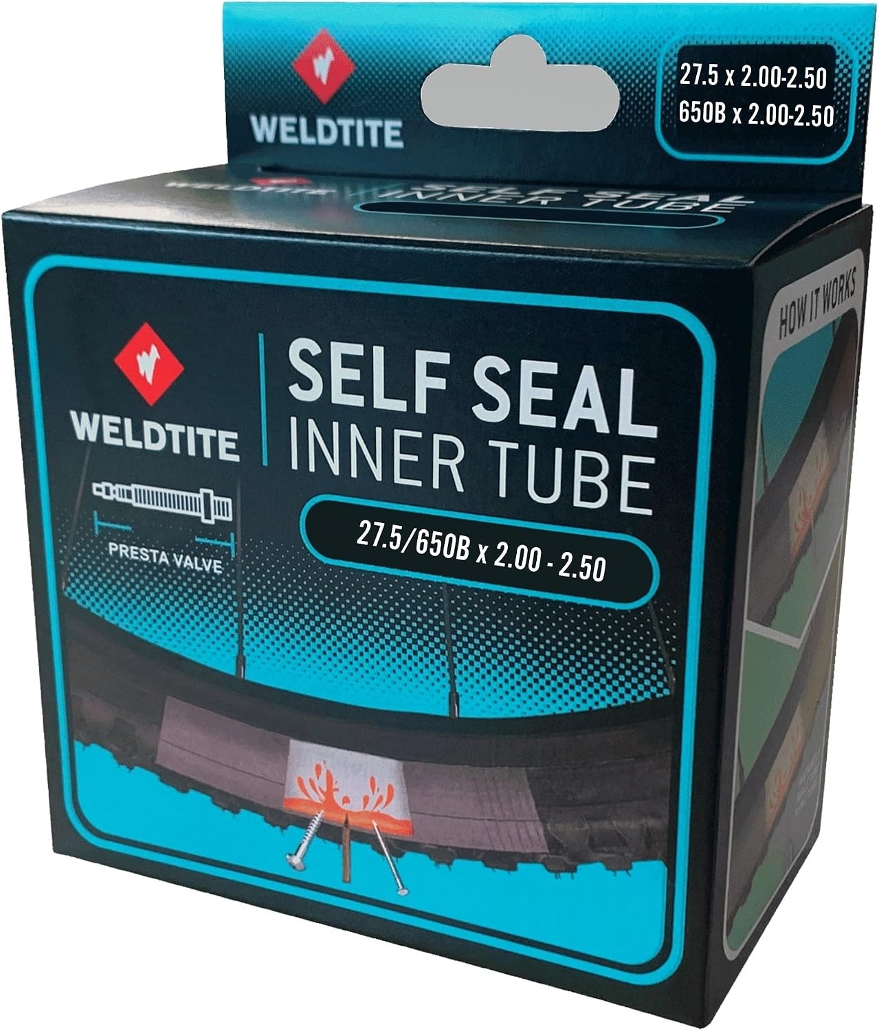 Weldtite Self Sealing Bike Inner Tube - Reliable Puncture Protection - 27.5"/650B x 2.00-2.50, Presta Valve | Presta Valve, Easy Installation