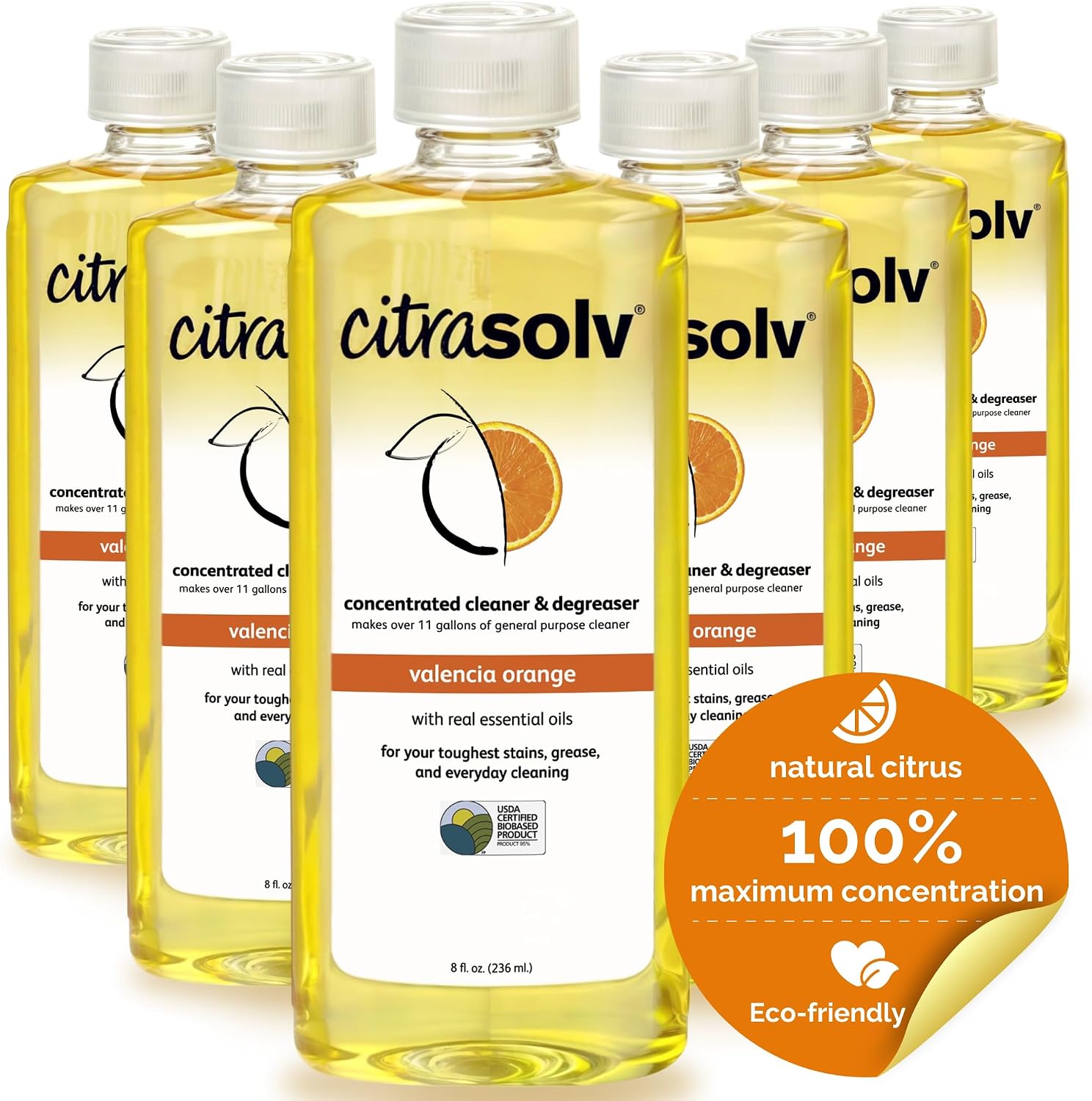 Citra Solv Concentrated Cleaner & Degreaser, Deodorizer, Home & Outdoor, Adhesive Remover, Paint Thinner, Natural Orange Oil, Valencia Orange 8 Fl Oz