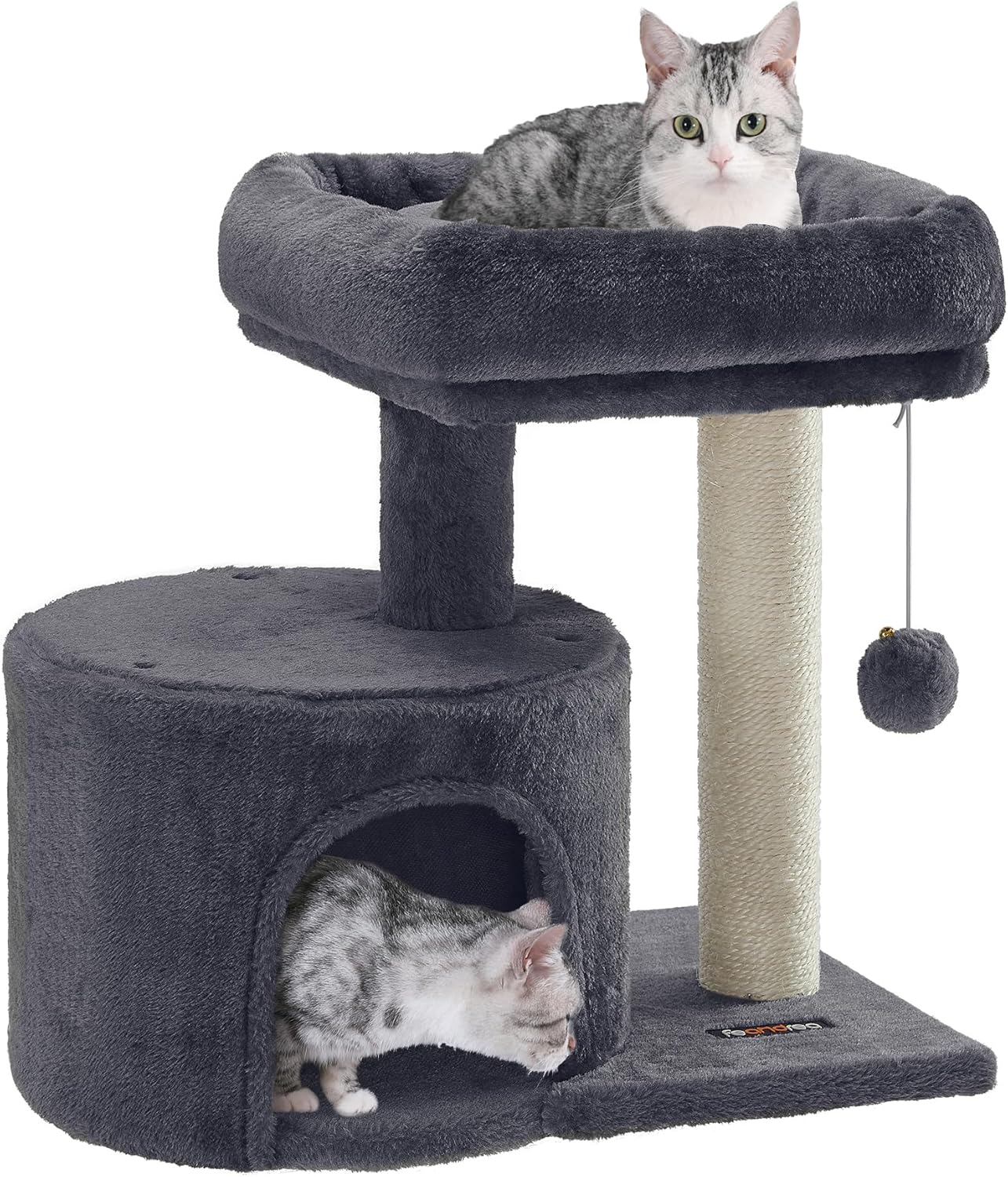 Feandrea Cat Tree, 18.5-in Small Cat Tower, Cute Kittens Condo, Smoky Gray