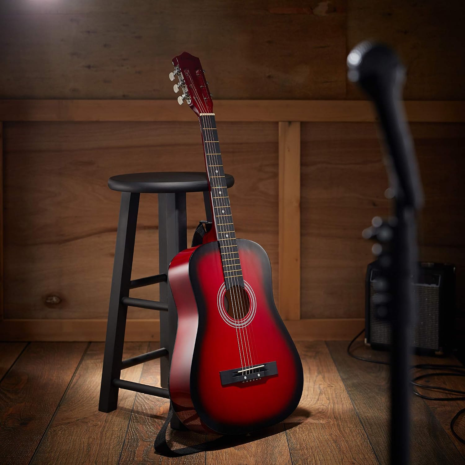Ashthorpe 38-inch Beginner Acoustic Guitar (Red), Starter Kit with Gig Bag, Extra Strings, Strap, Picks, and Lessons