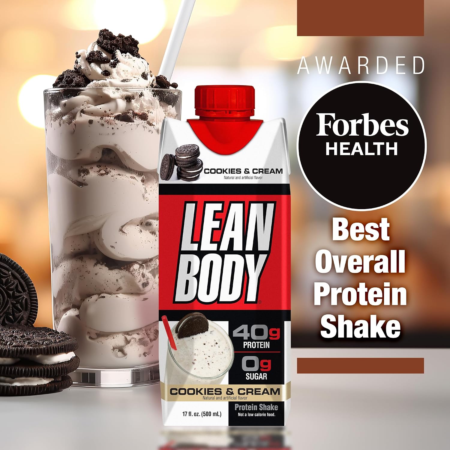 Labrada Lean Body Ready-to-Drink Chocolate Protein Shake, 40g Protein, Whey Blend, 0 Sugar, Gluten Free, 22 Vitamins & Minerals, LABRADA, 17 Fl Oz (Pack of 12)