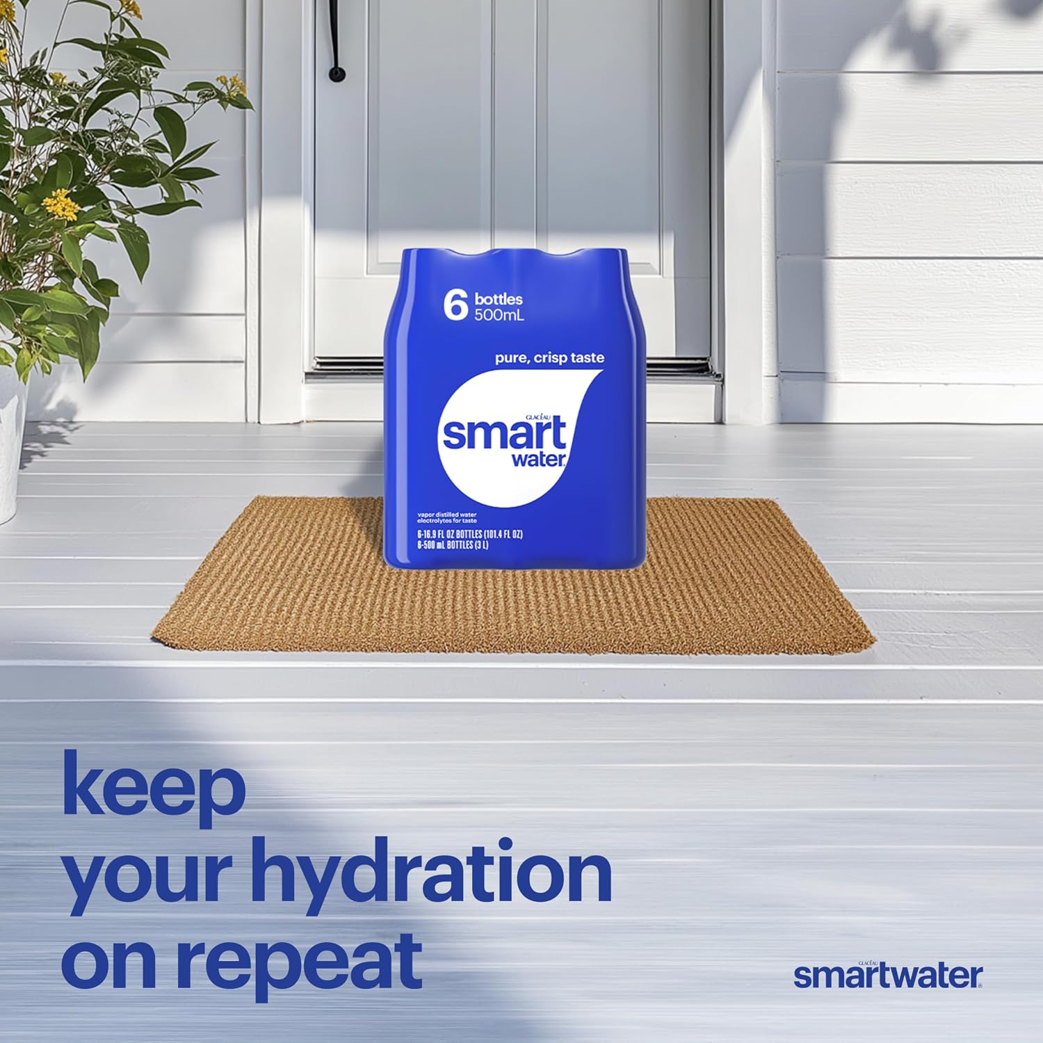 smartwater Vapor Distilled Water Bottles, 16.9 fl oz, 6 Pack | Purified water with antioxidant selenium, and electrolytes like potassium
