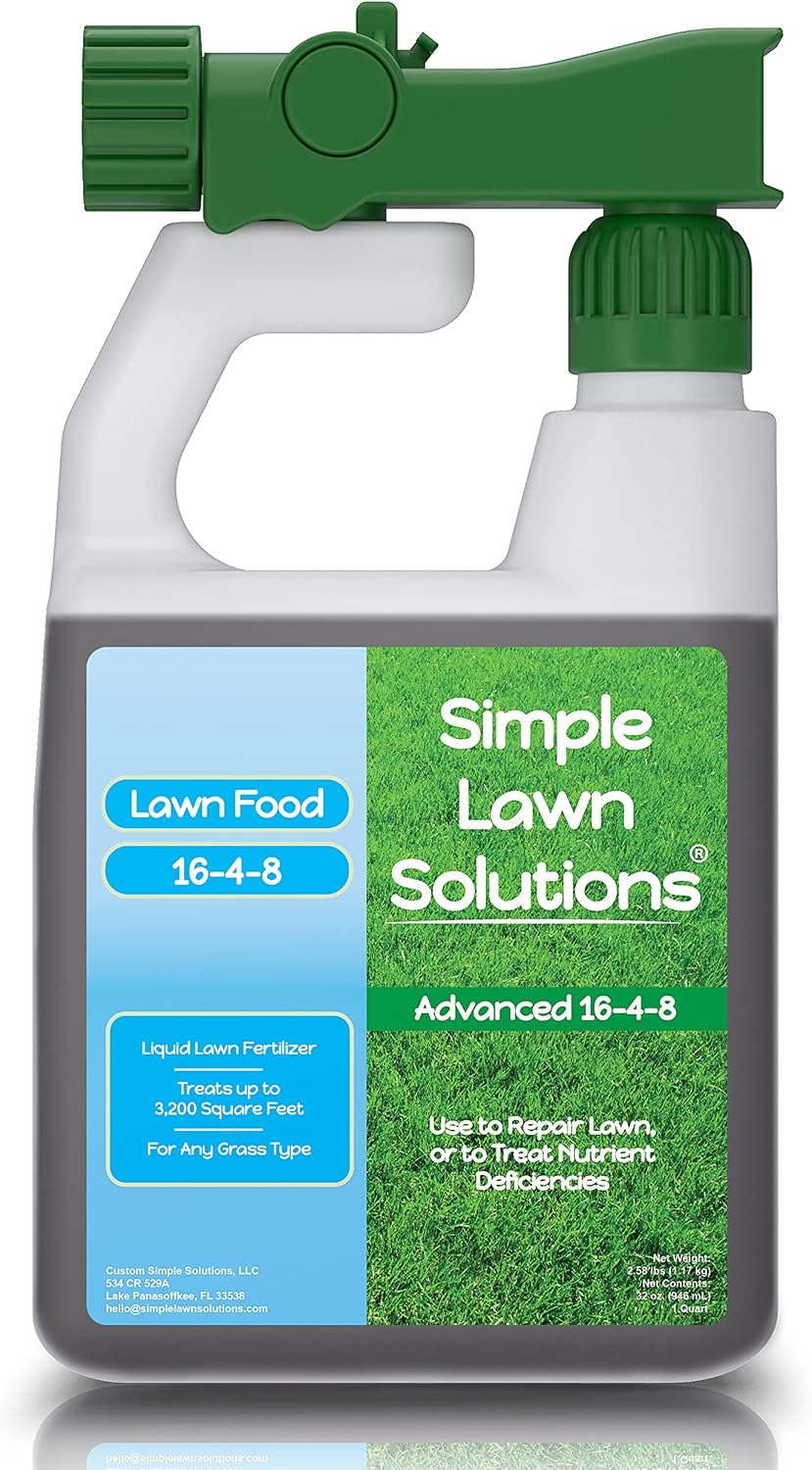 Advanced 16-4-8 Balanced NPK - Lawn Food Quality Liquid Fertilizer - Spring & Summer Concentrated Spray - Any Grass Type - Simple Lawn Solutions (32