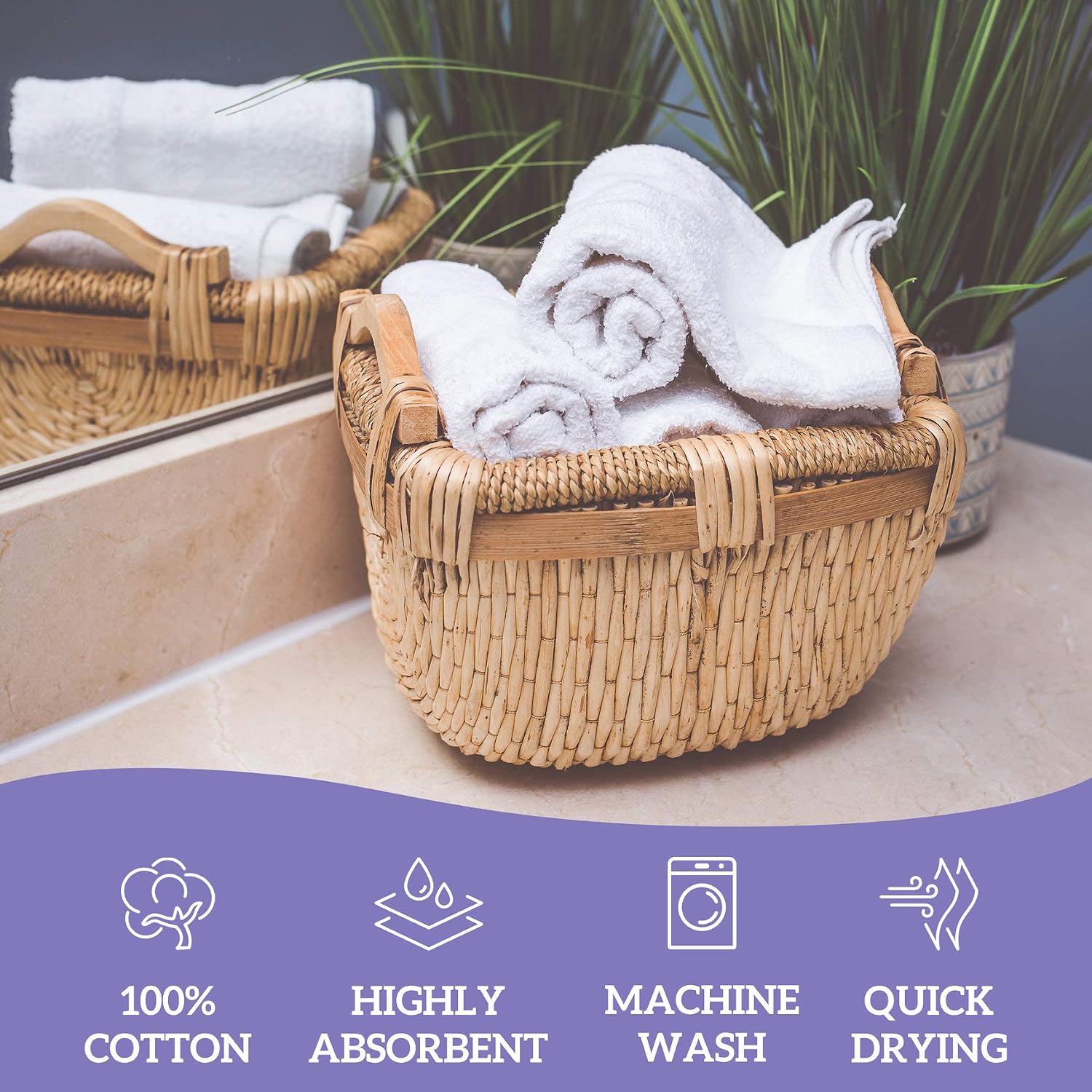 GREEN LIFESTYLE 24 Pack Black Pack Hand Towels 16 x 27 Premium Spa Quality, Super Soft and Absorbent for Gym, Pool, Spa, Salon and Home
