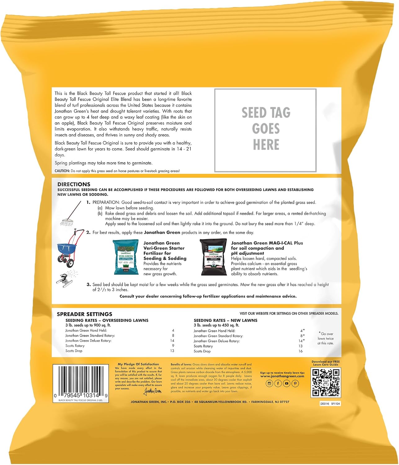 Jonathan Green (10317) Black Beauty Original Grass Seed Blend - Cool Season Lawn Seed (15 lb)