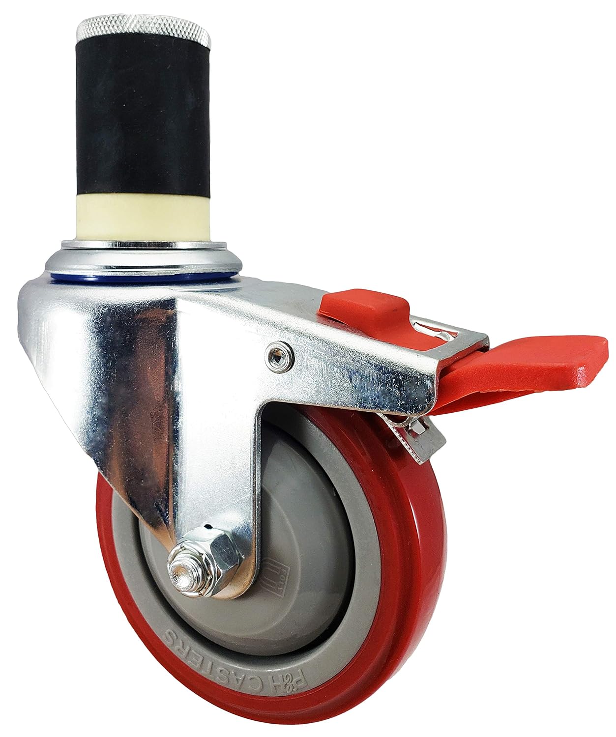 4" NSF Certified Total Locking Caster Wheels (Set of 4) for Stainless Steel Kitchen Prep Tables – Commercial Grade, Fits 1-1/2" ID Tubing