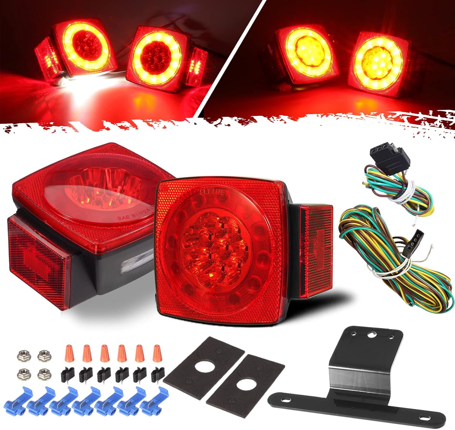 Partsam Led Submersible Trailer Tail Lights Kit