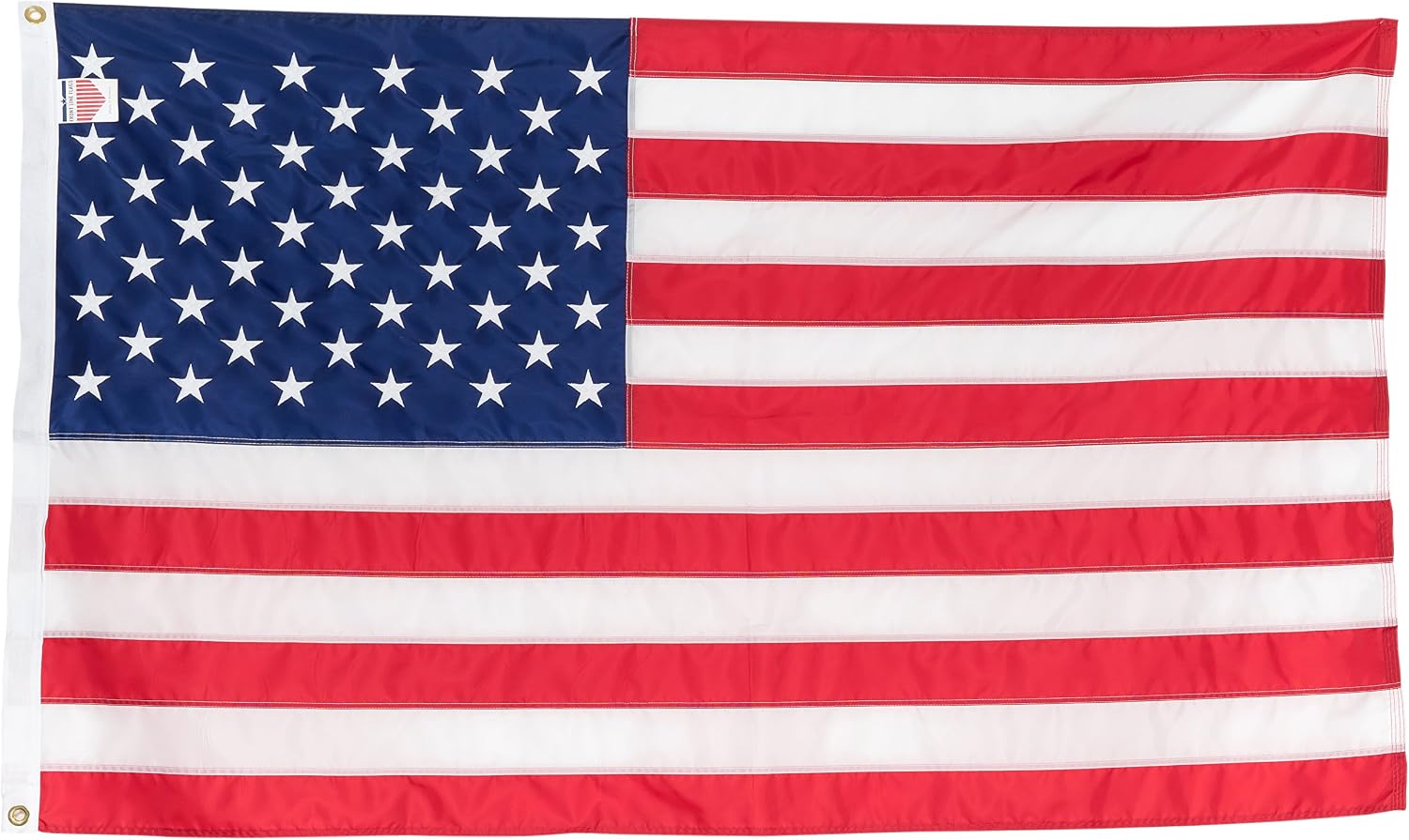 American Flag 5x8 ft Embroidered Stars Sewn Stripes | Embroidered USA flag with vivid colors and quadruple stitched fly end for enhanced durability. Features 210D Nylon