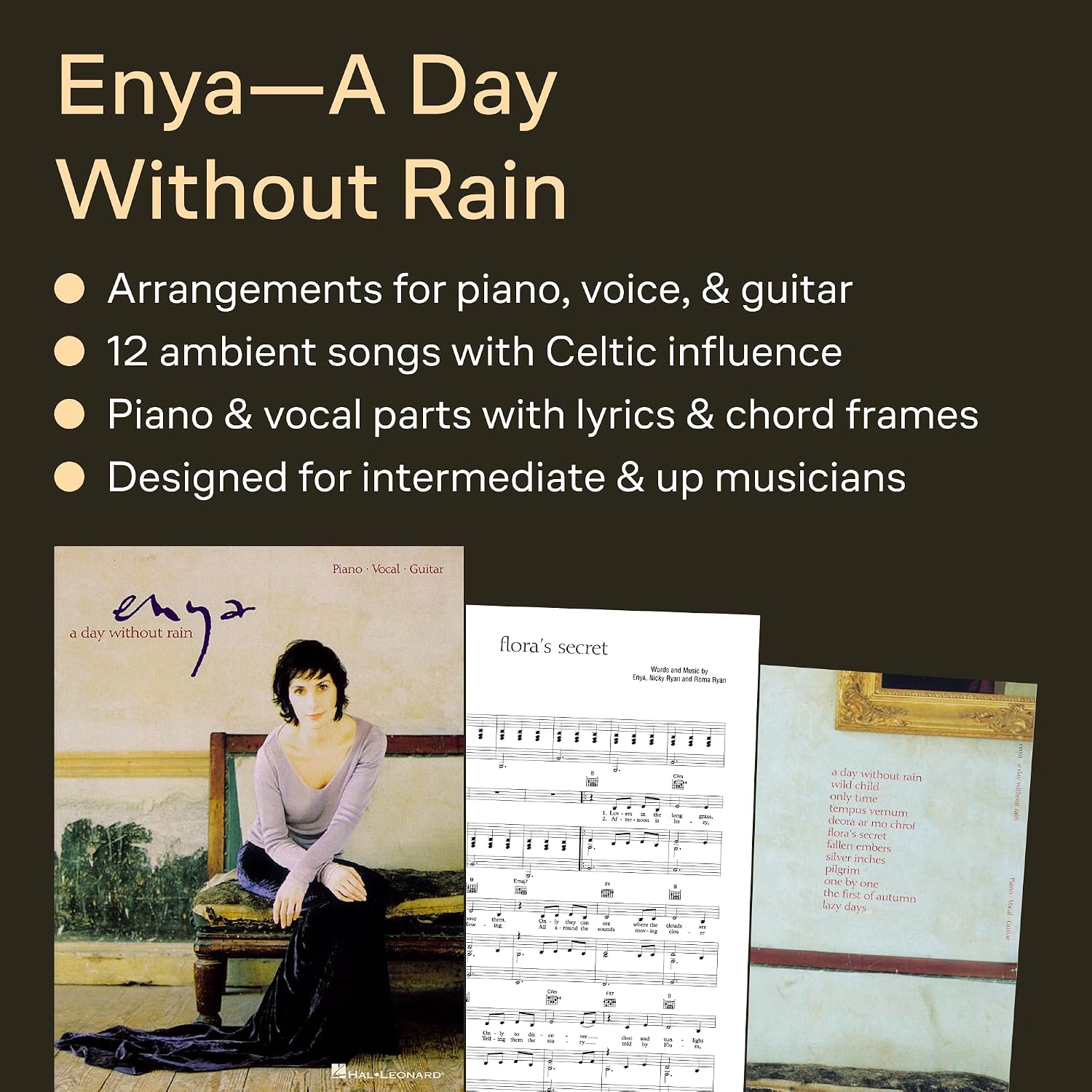 Enya - A Day Without Rain | Piano Vocal Guitar Songbook | 12 New Age and Celtic Hits | Includes Sheet Music, Lyrics