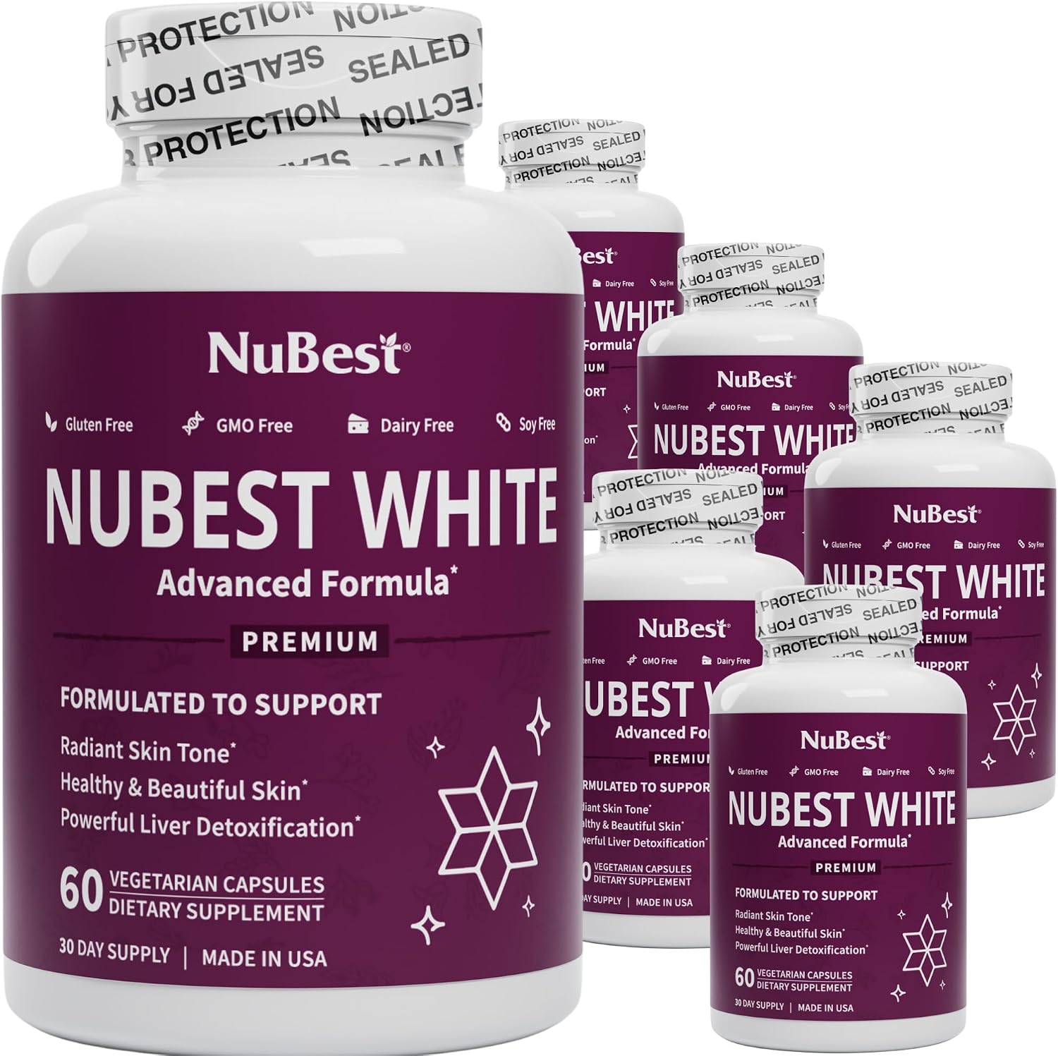 NuBest White - Glutathione 400mg & Milk Thistle Extract - Skin Brightening Supplement - Helps Beautiful and Radiant Skin - Antioxidant Supplement &