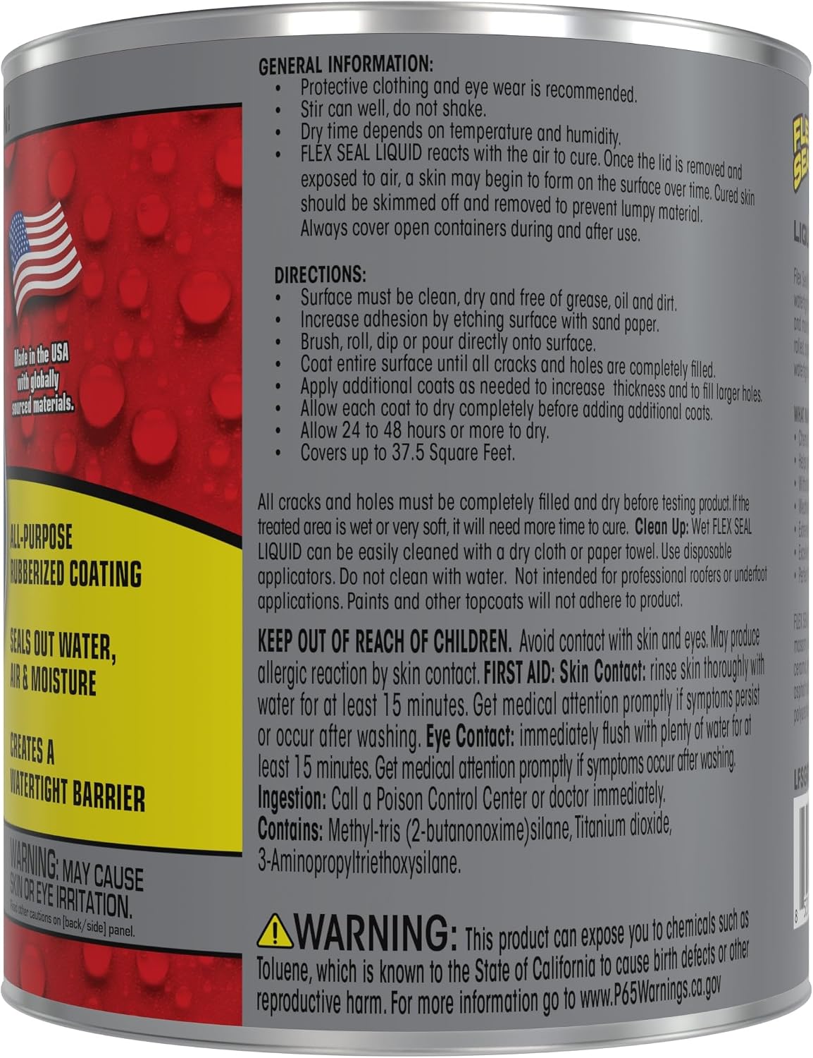 Flex Seal Liquid, Rubber Coating Sealant, Waterproof, Flexible, Breathable, and UV Resistant, Roof Repair, Basements, RV, Campers, Trailers, Marine